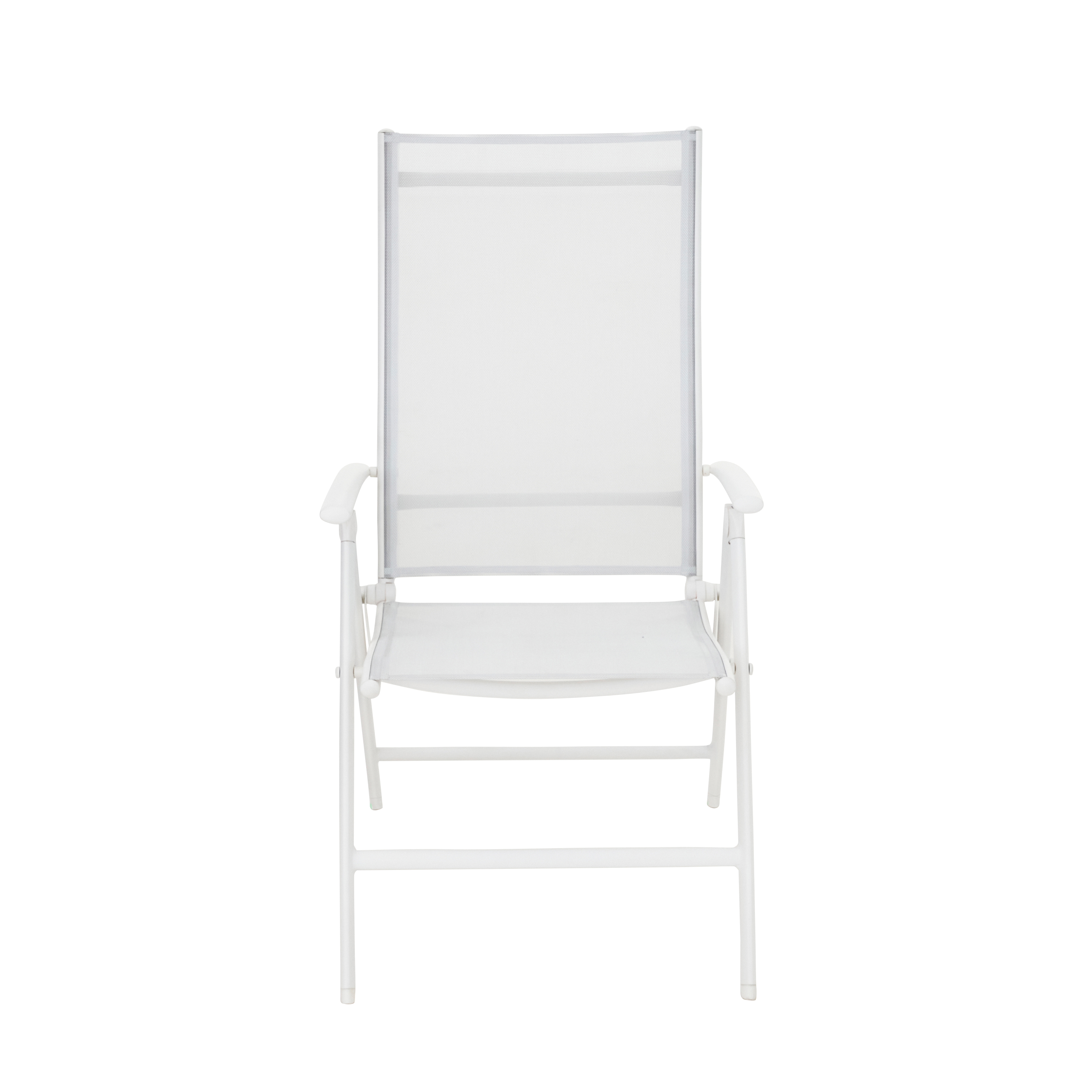 Conjunto de 2 cadeiras reclináveis alumínio e textileno branco Kima - 21