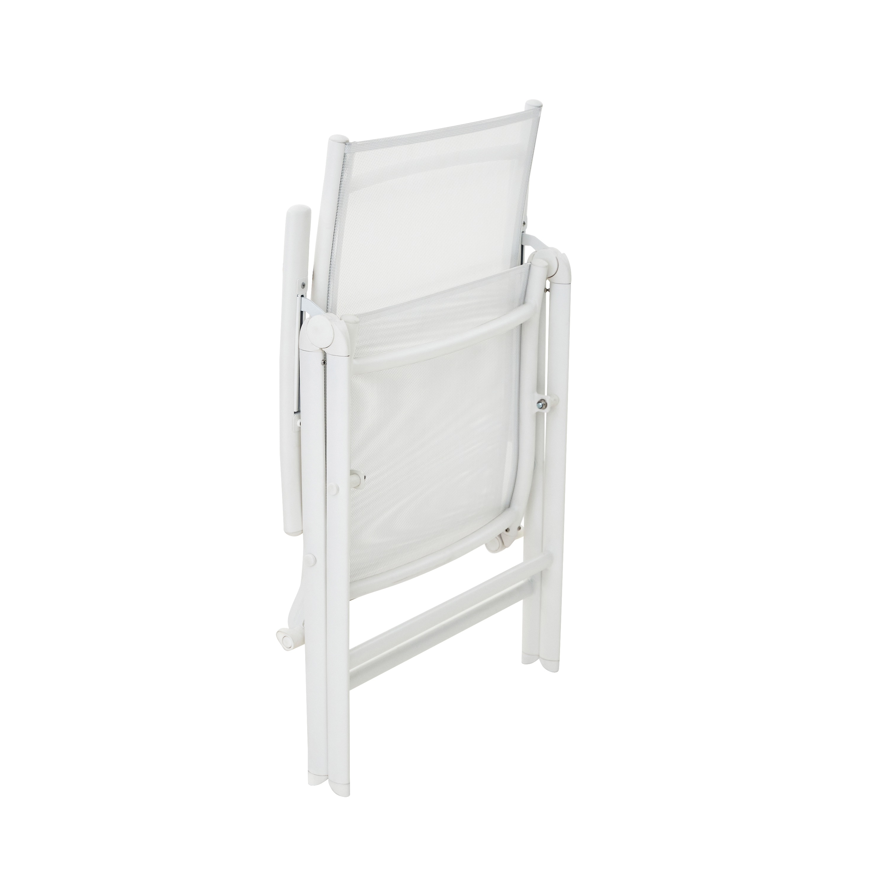 Conjunto de 2 cadeiras reclináveis alumínio e textileno branco Kima - 23