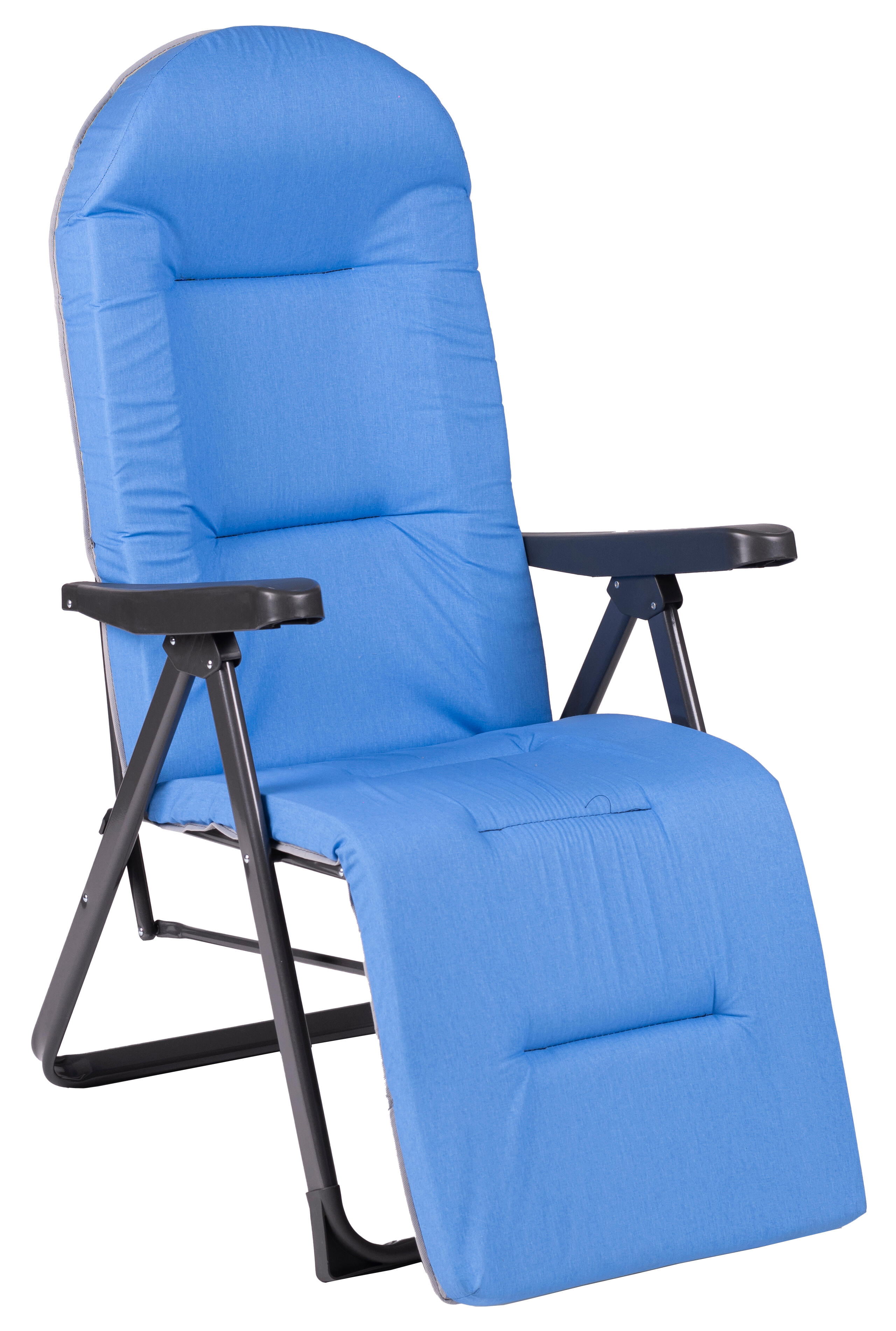 silla multiposicion plegable con cojin de acero azul