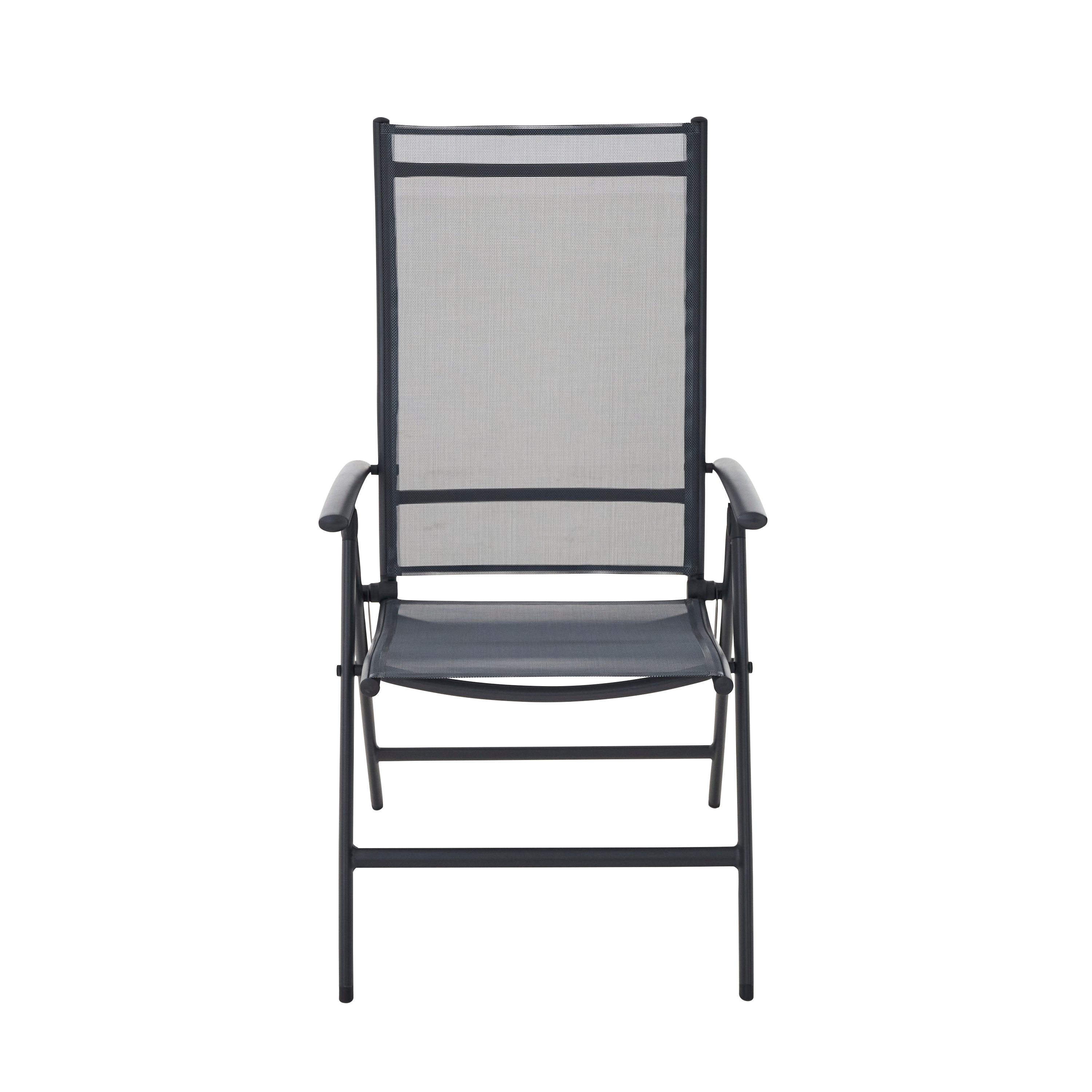 Conjunto de 2 cadeiras reclináveis alumínio e textileno antracite Kima - 3