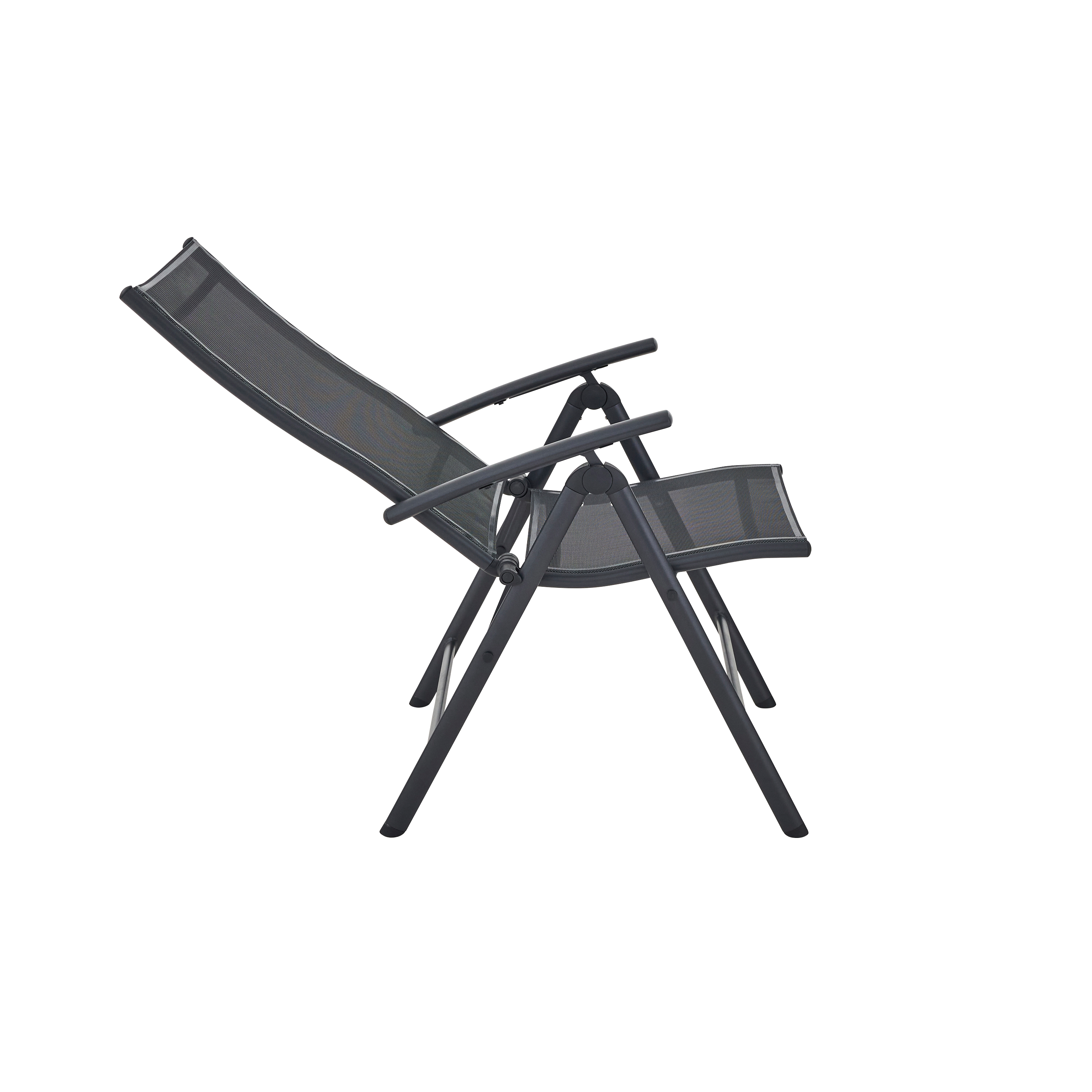 Conjunto de 2 cadeiras reclináveis alumínio e textileno antracite Kima - 10