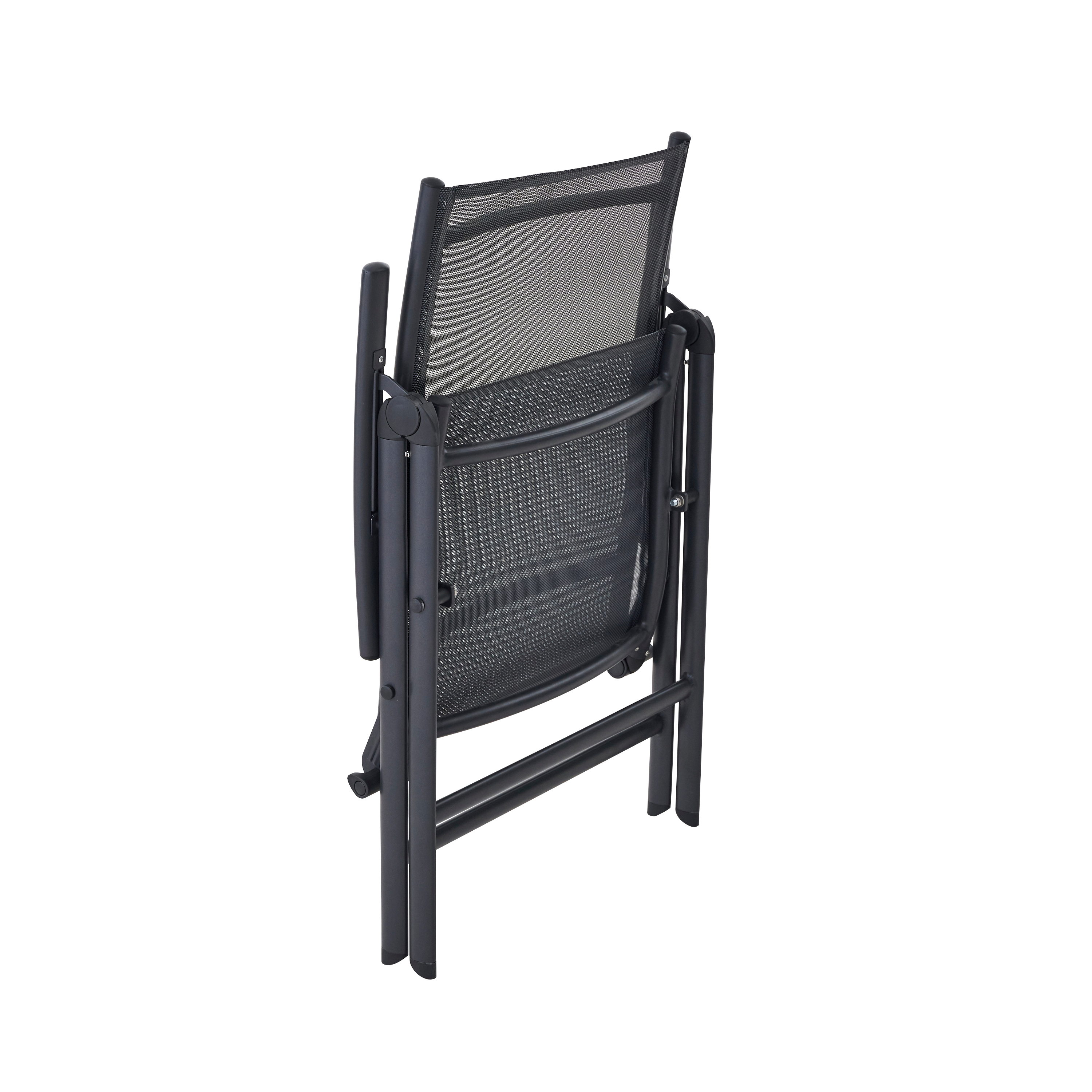 Conjunto de 2 cadeiras reclináveis alumínio e textileno antracite Kima - 12