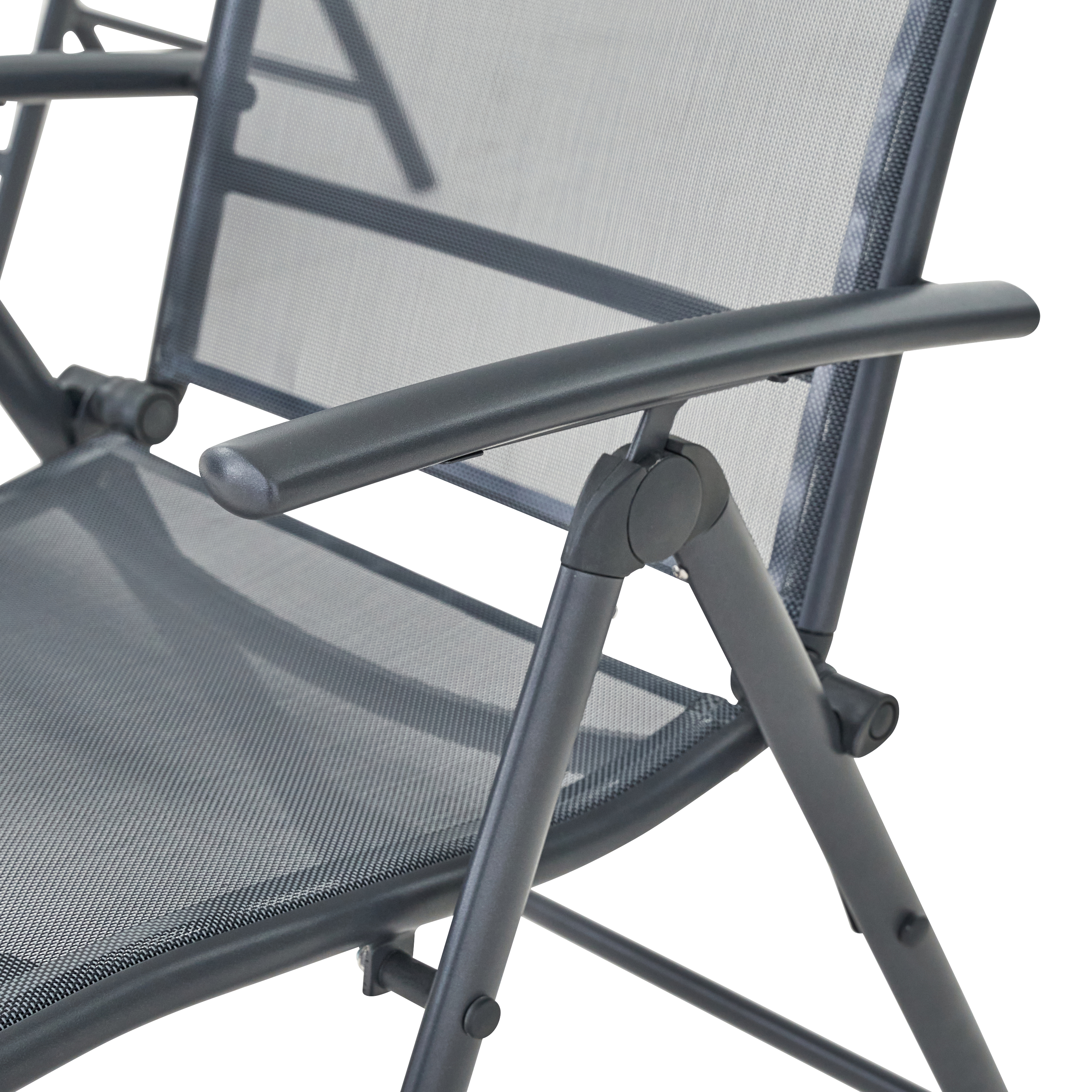 Conjunto de 2 cadeiras reclináveis alumínio e textileno antracite Kima - 14