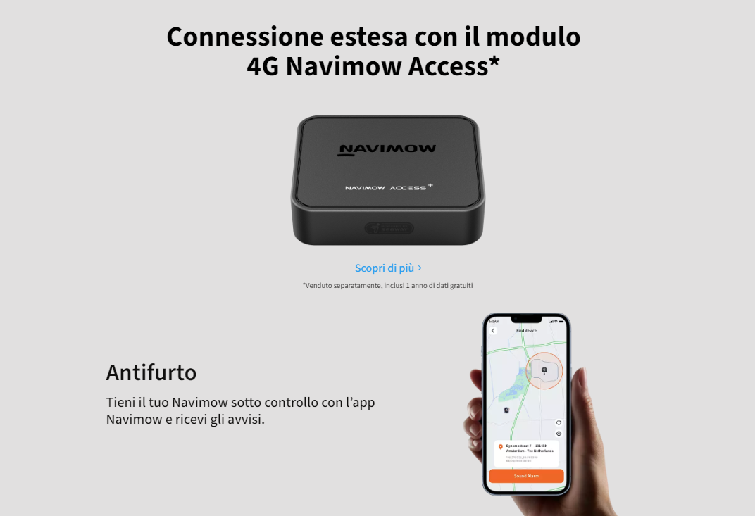 Robot tagliaerba NAVIMOW SEGWAY i105E 500 MQ senza filo perimetrale larghezza di taglio 18 cm - 8