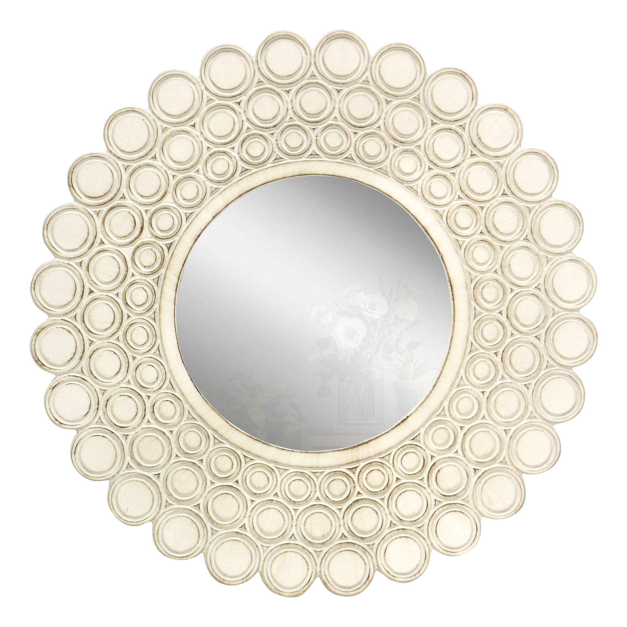 Espejo enmarcado de pared cuadrado espejo decorativo resina blanco mate de 74x74 cm. apto para baños.