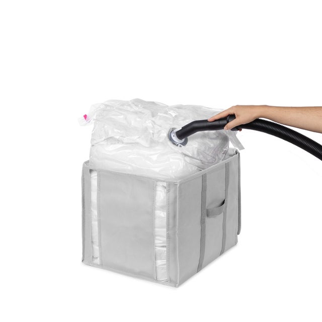 Housse de rangement sous-vide gris clair H.33 x l.36 x P.42 cm