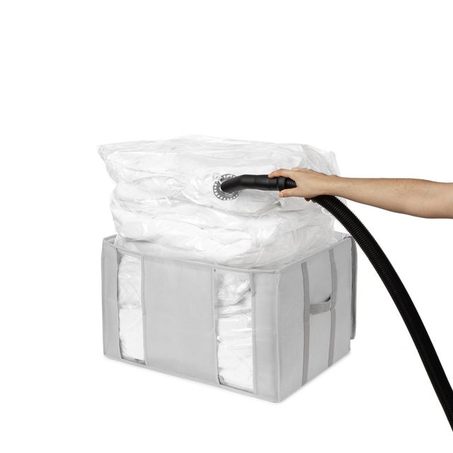 Housse de rangement sous-vide gris clair H.33 x l.56 x P.42 cm