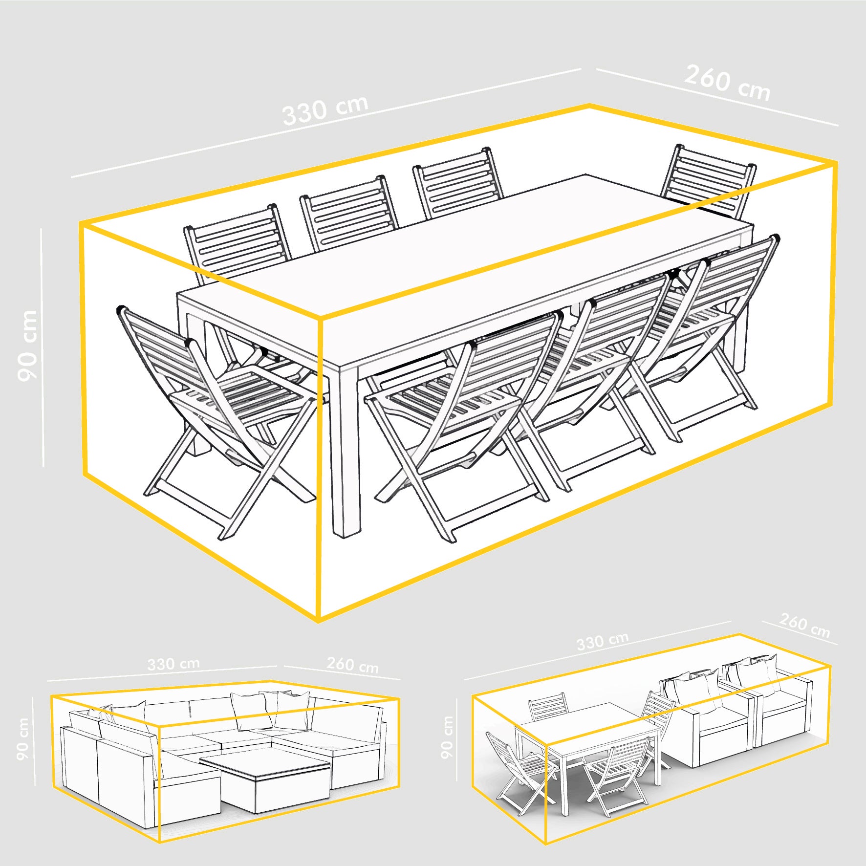Funda de protección para muebles de exterior de poliéster de 330 x 260 x 90 cm - 2