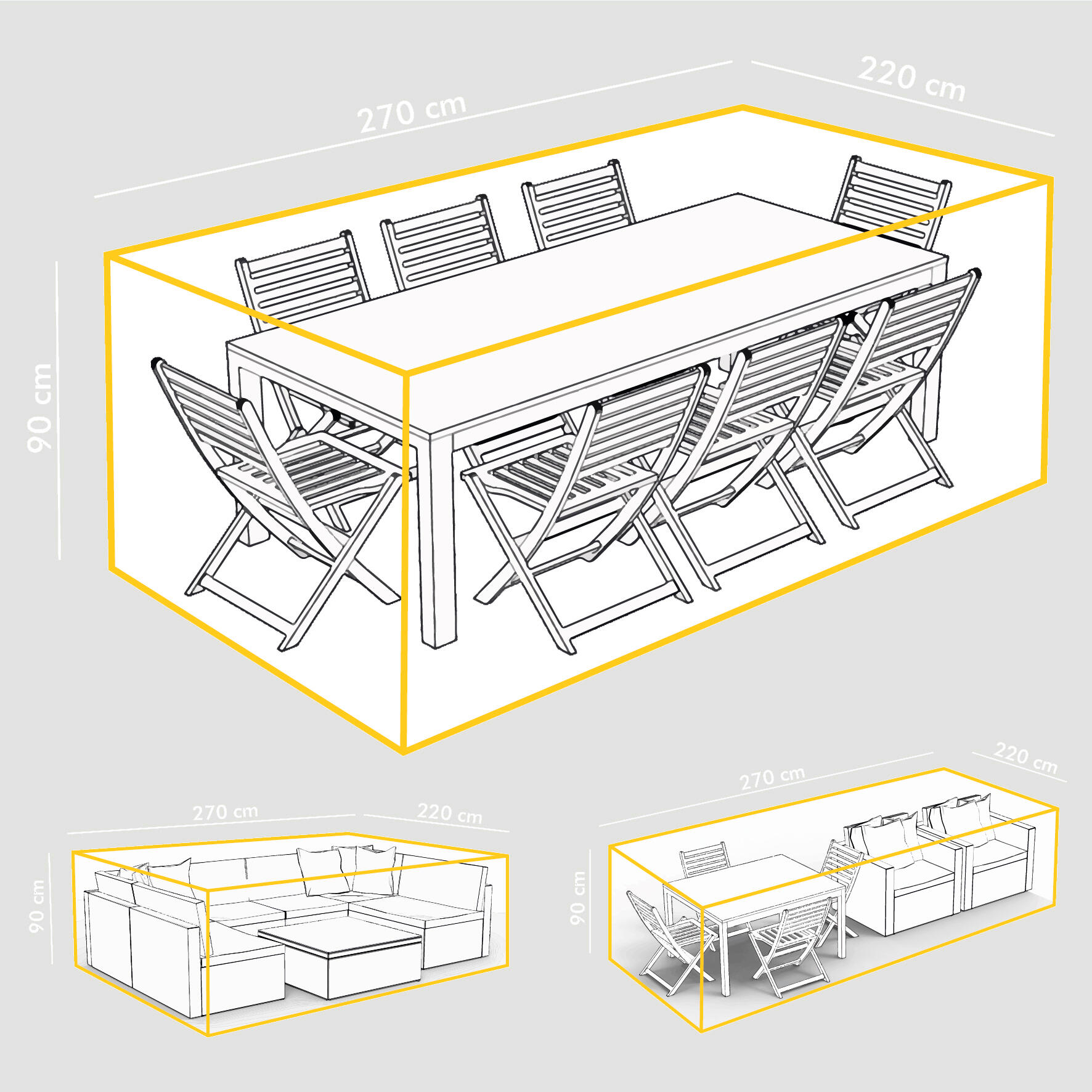 Funda de protección para muebles de exterior de poliéster de 270 x 220 x 90 cm - 2