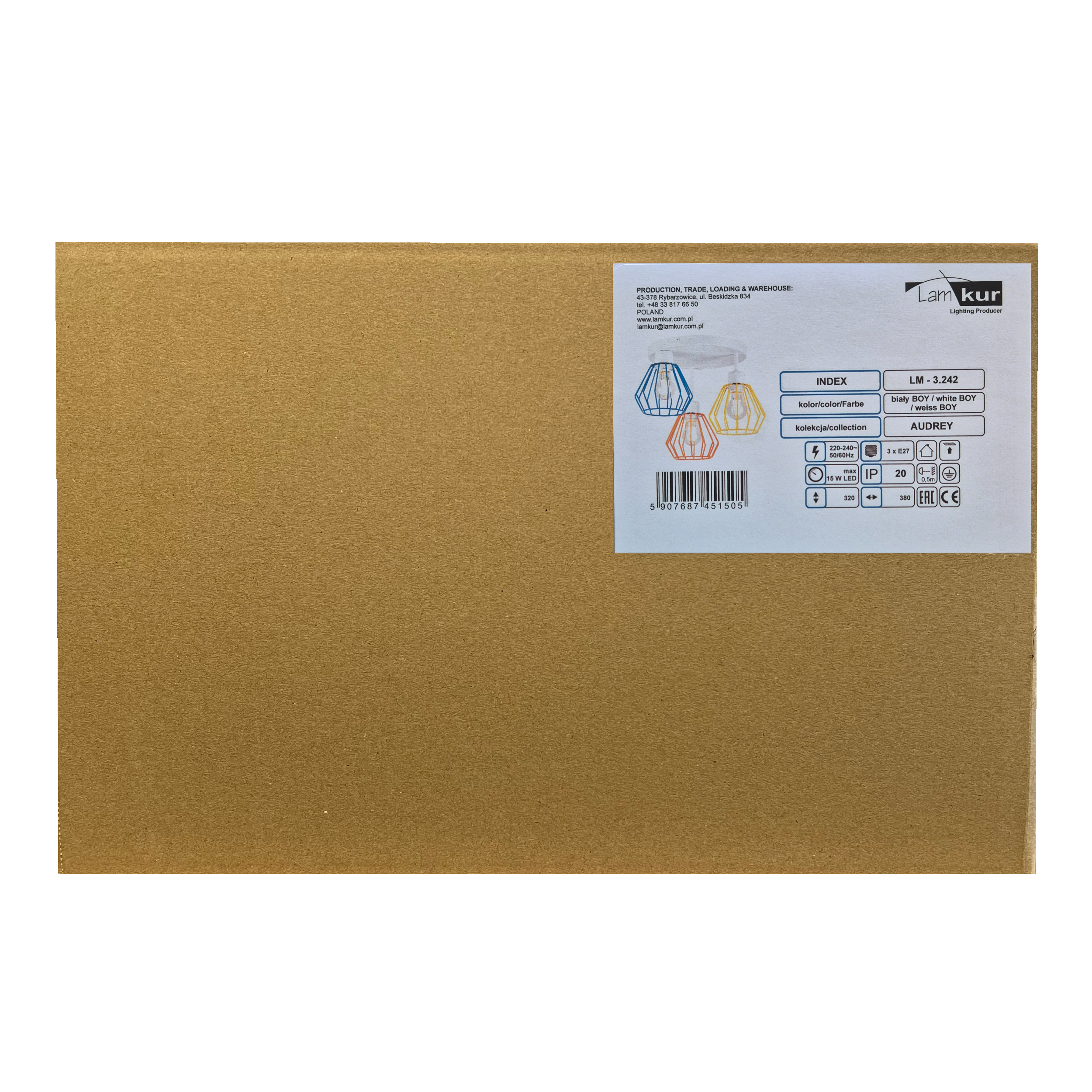 Lampa sufitowa Audrey multikolor 3 x E27 Lamkur - 9