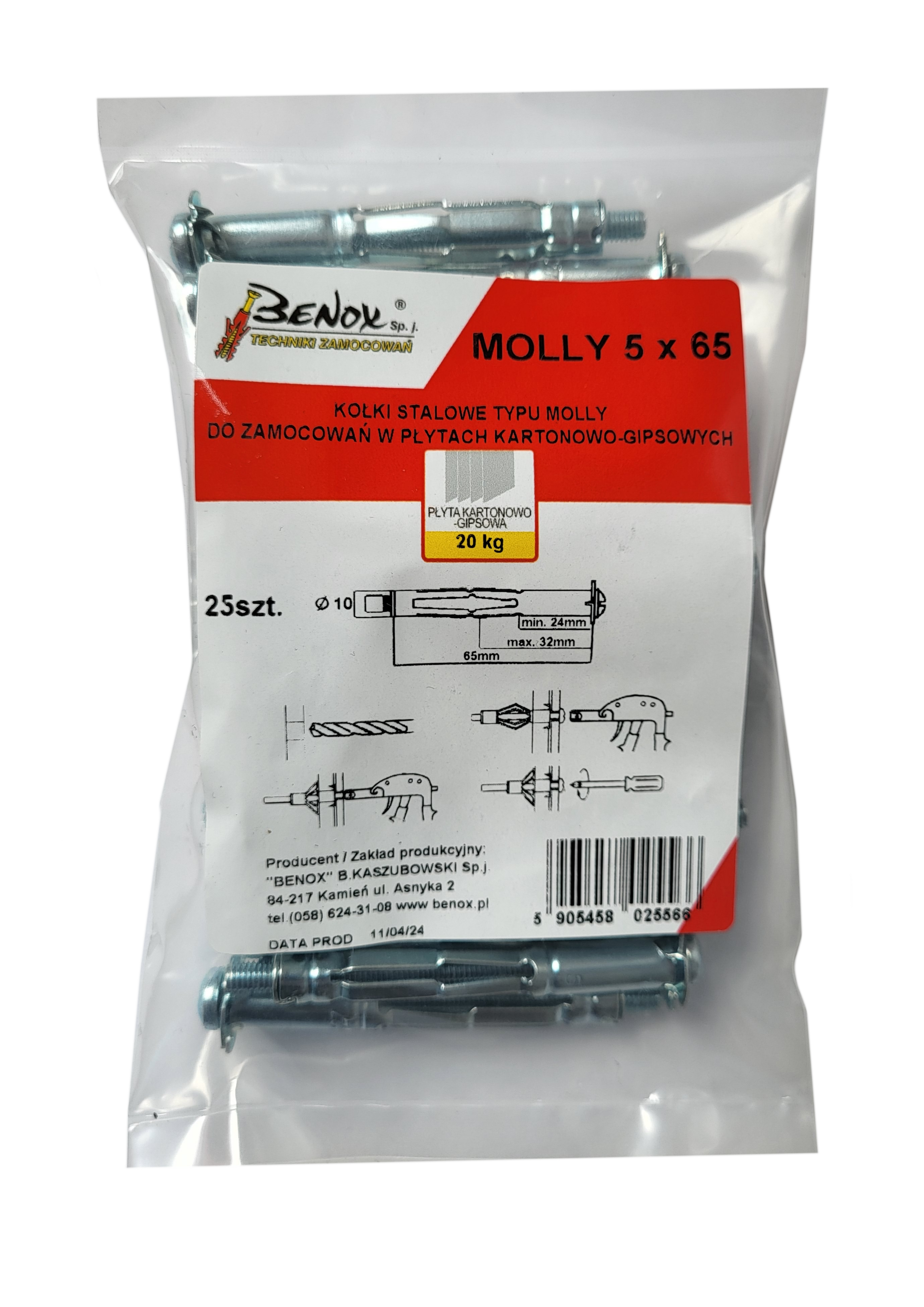 Kołek do GK Molly 5 x 71 mm 25 szt. Wkręt-met