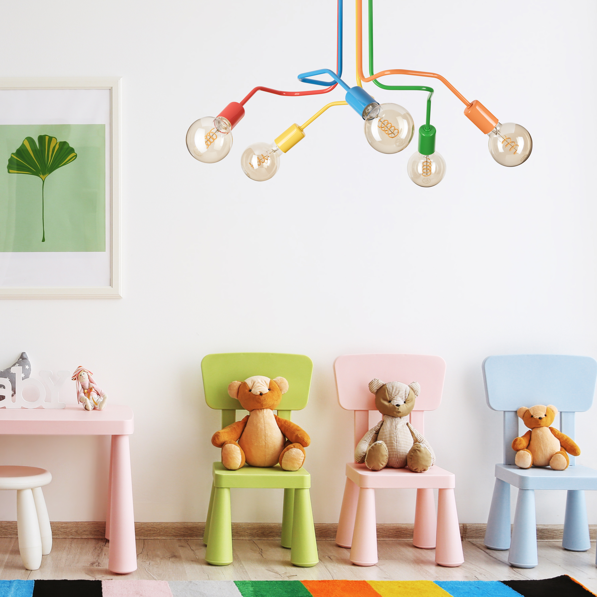 Lampa wisząca Domino multikolor 5 x E27 Lamkur - 3