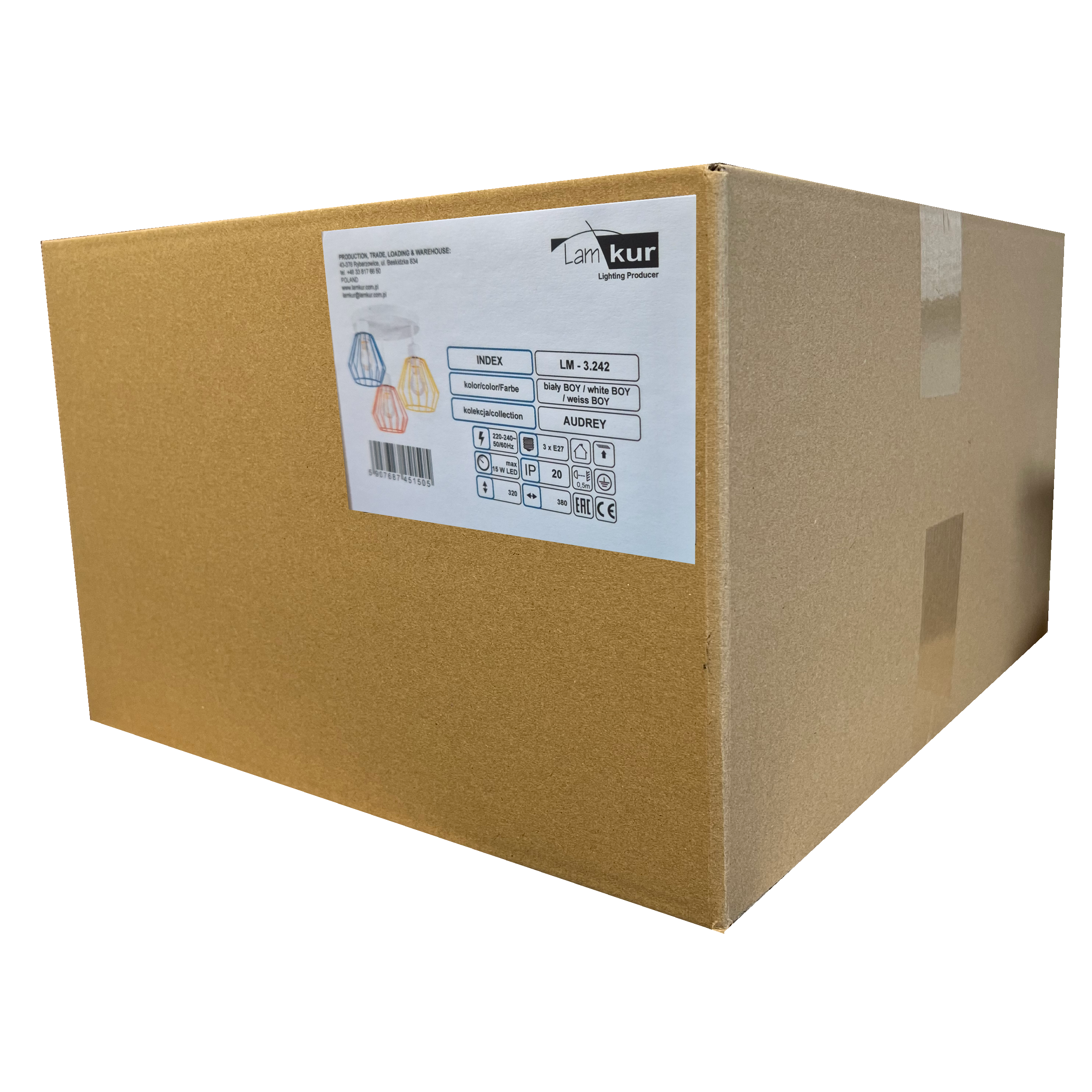 Lampa sufitowa Audrey multikolor 3 x E27 Lamkur - 8