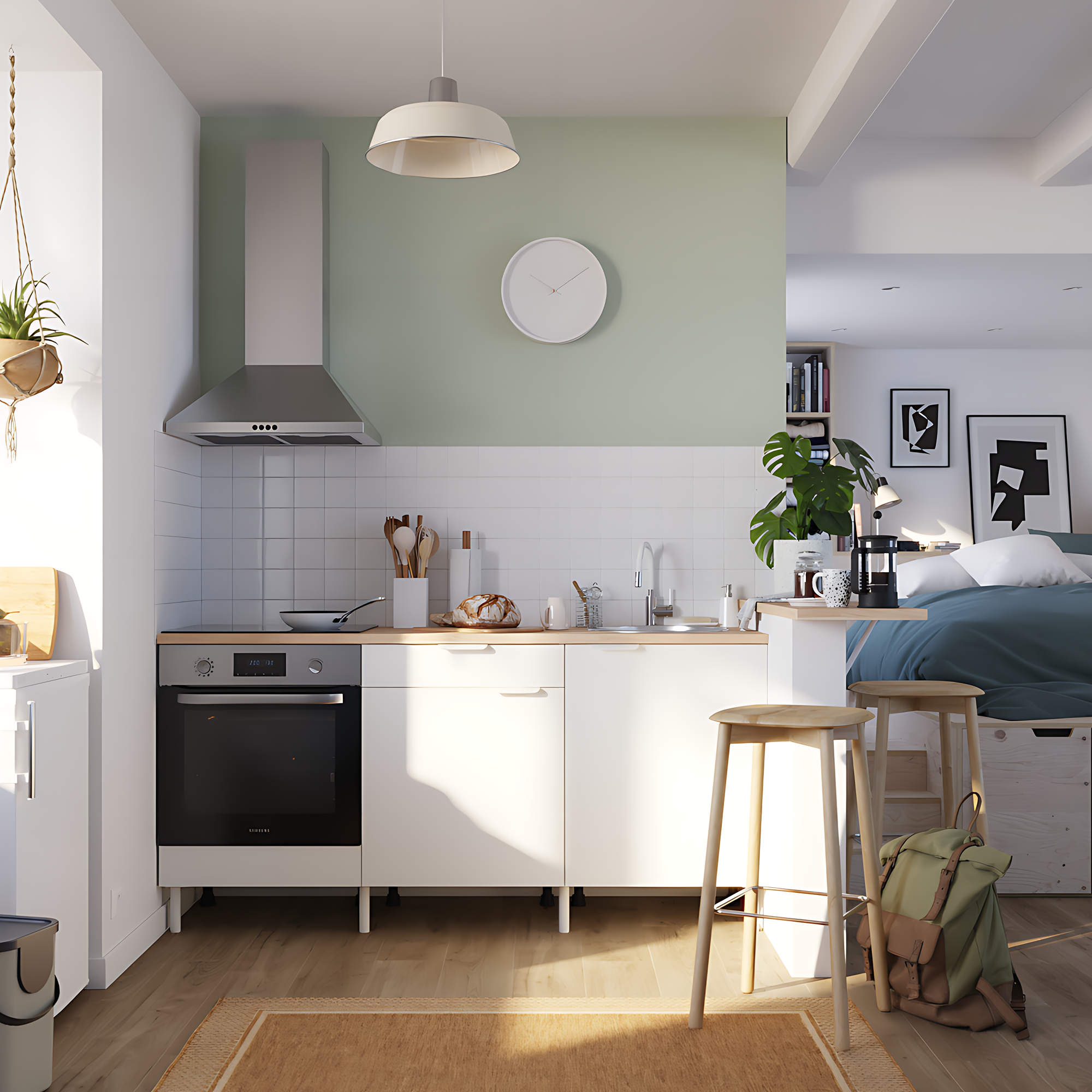 Cocina en kit eleki blanca 3 módulos bajos l.180 x h.87 x p.58 cm