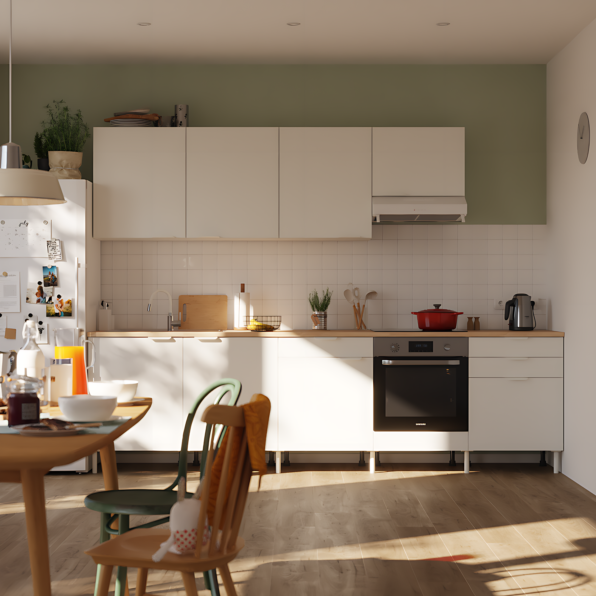Cocina en kit eleki blanca 4 módulos altos + 5 bajos l.300 x h.217 x p.58 cm