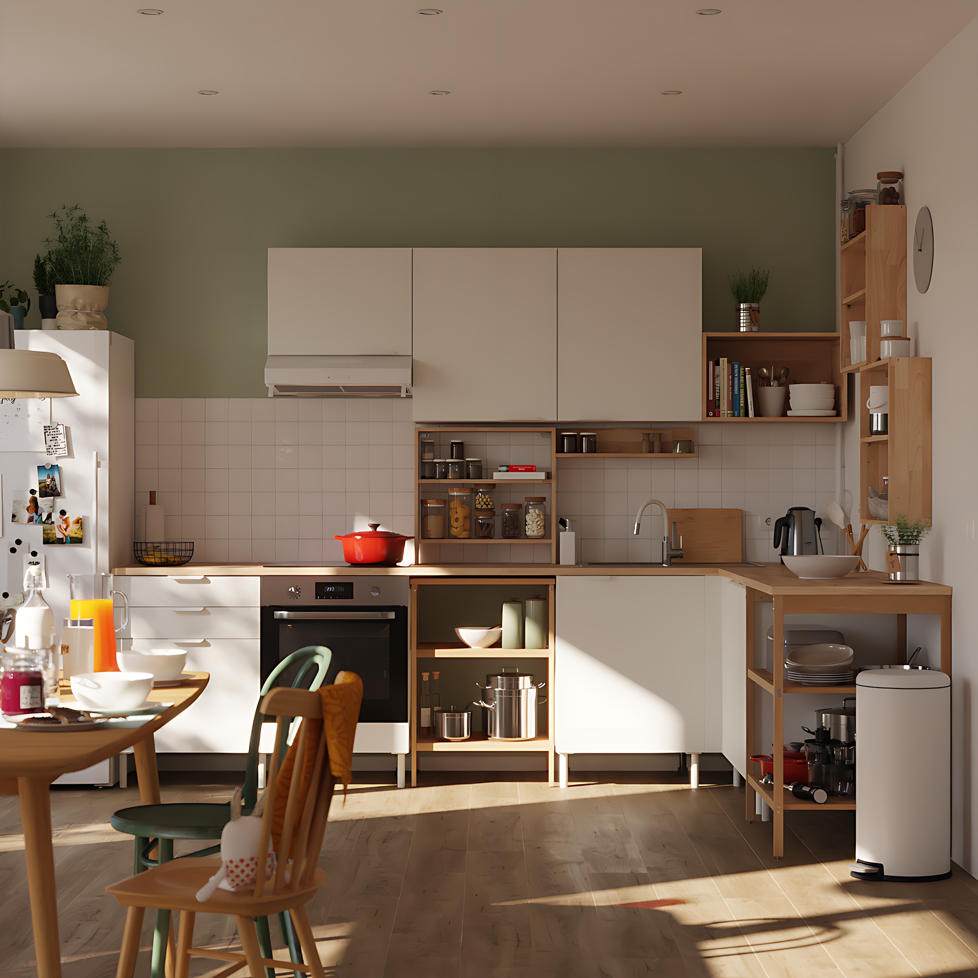 Cocina en kit en l eleki blanca 15 módulos l.305 x h.217 x p.226 cm