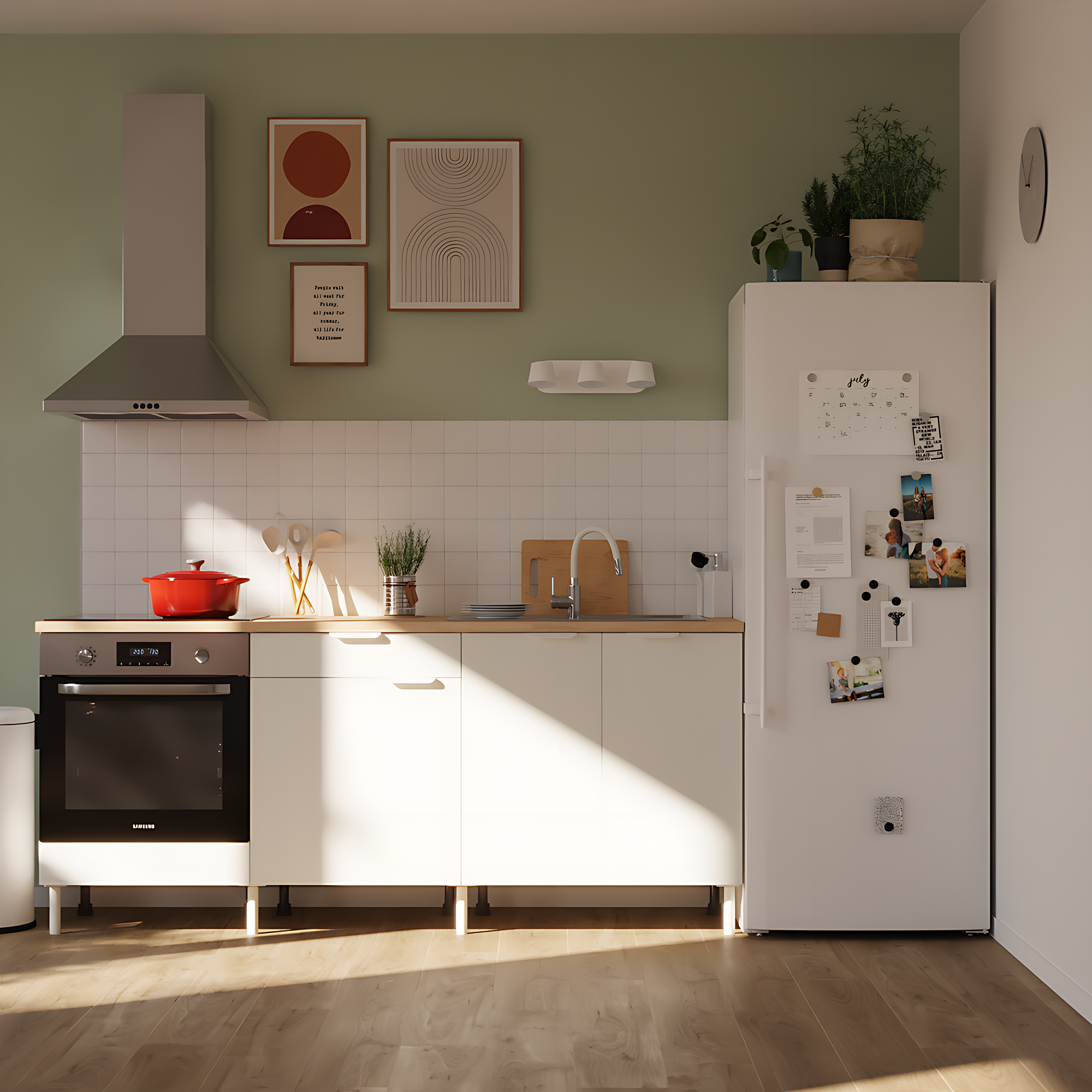 Cocina en kit eleki blanca 3 módulos bajos l.200 x h.87 x p.58 cm