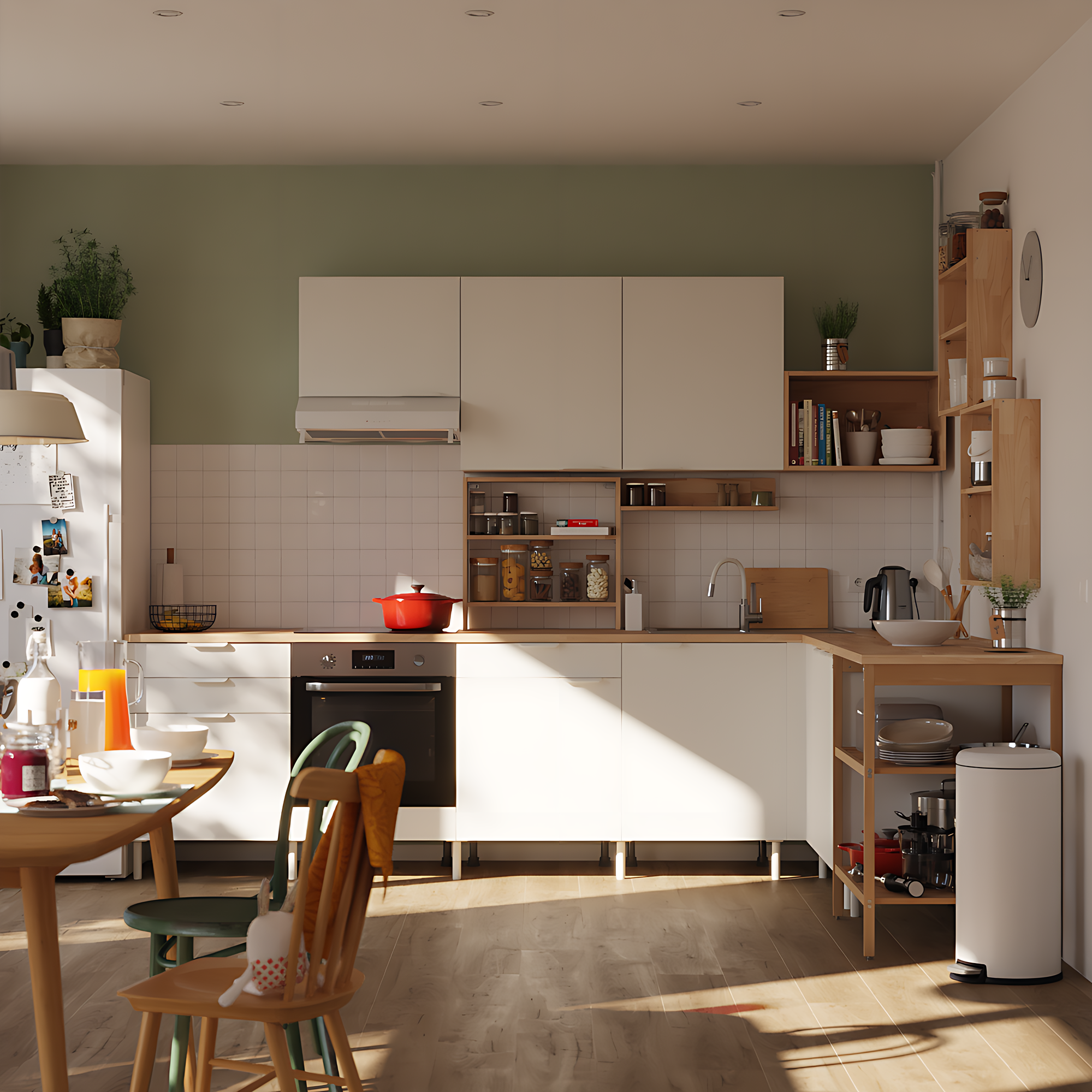 Cocina en kit en l eleki blanca 14 módulos l.305 x h.217 x p.226 cm
