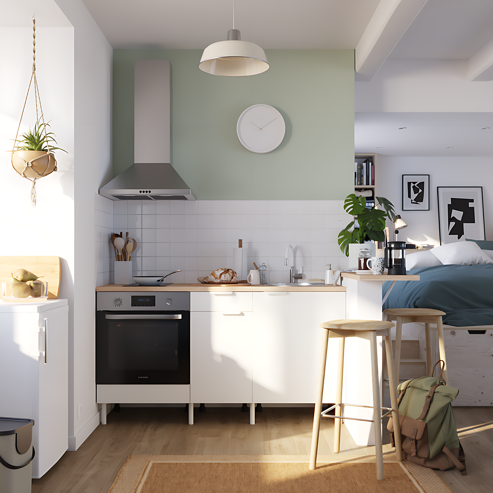 Cocina en kit eleki blanca 3 módulos bajos l.160 x h.87 x p.58 cm