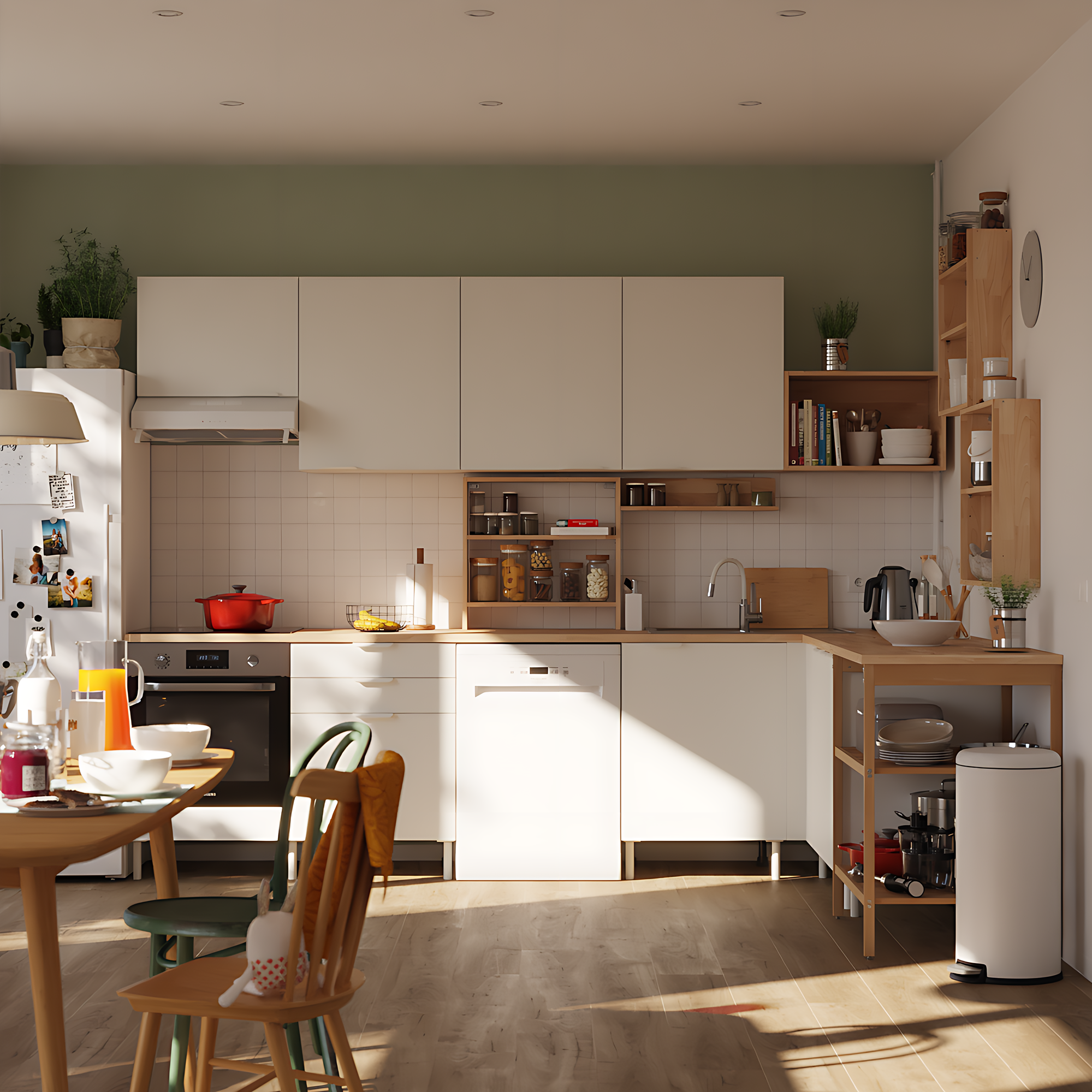 Cocina en kit en l eleki blanca 15 módulos l.305 x h.217 x p.226 cm