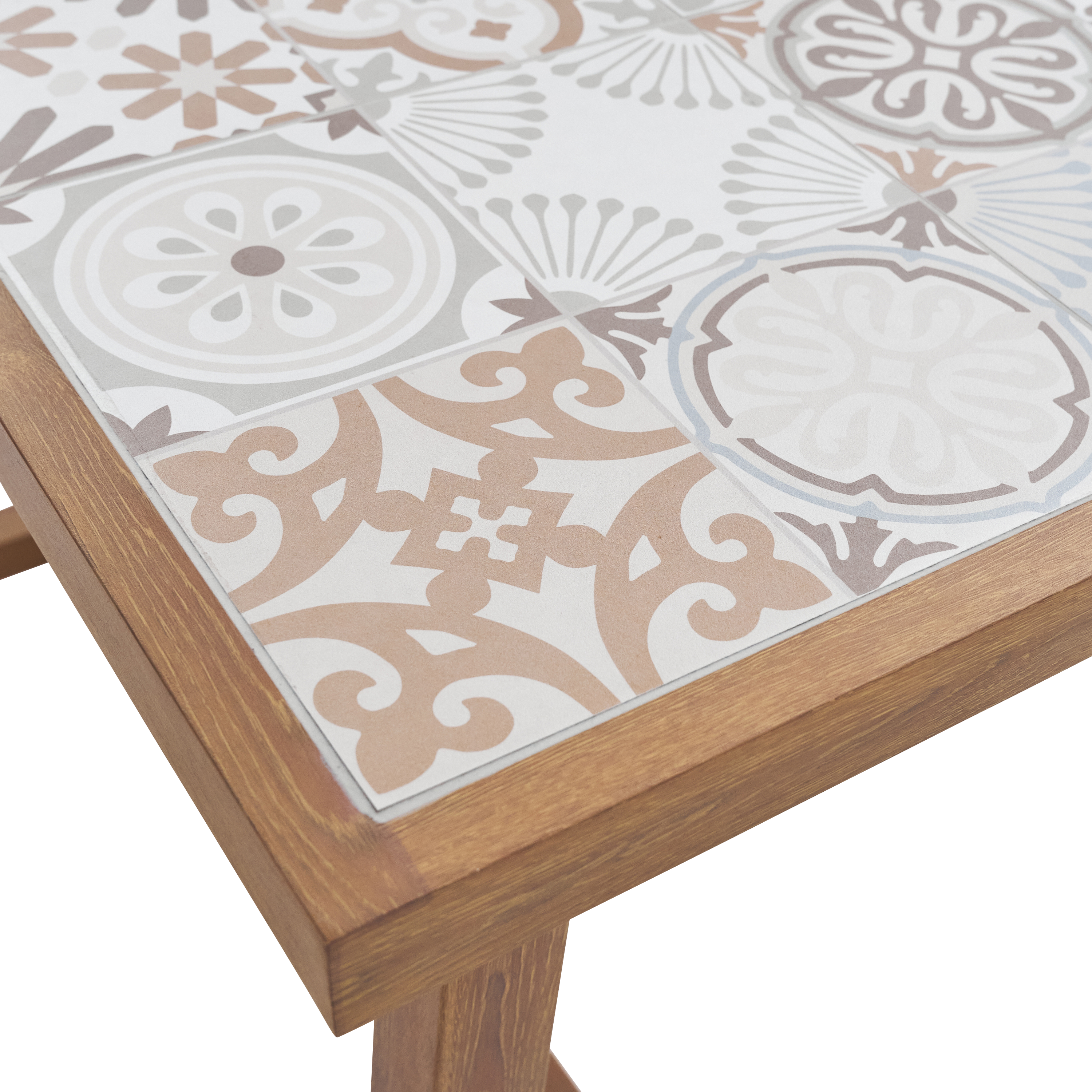 Mesa de jardín de comedor de aluminio Gaia marrón de 65.5x100x126 cm - 11