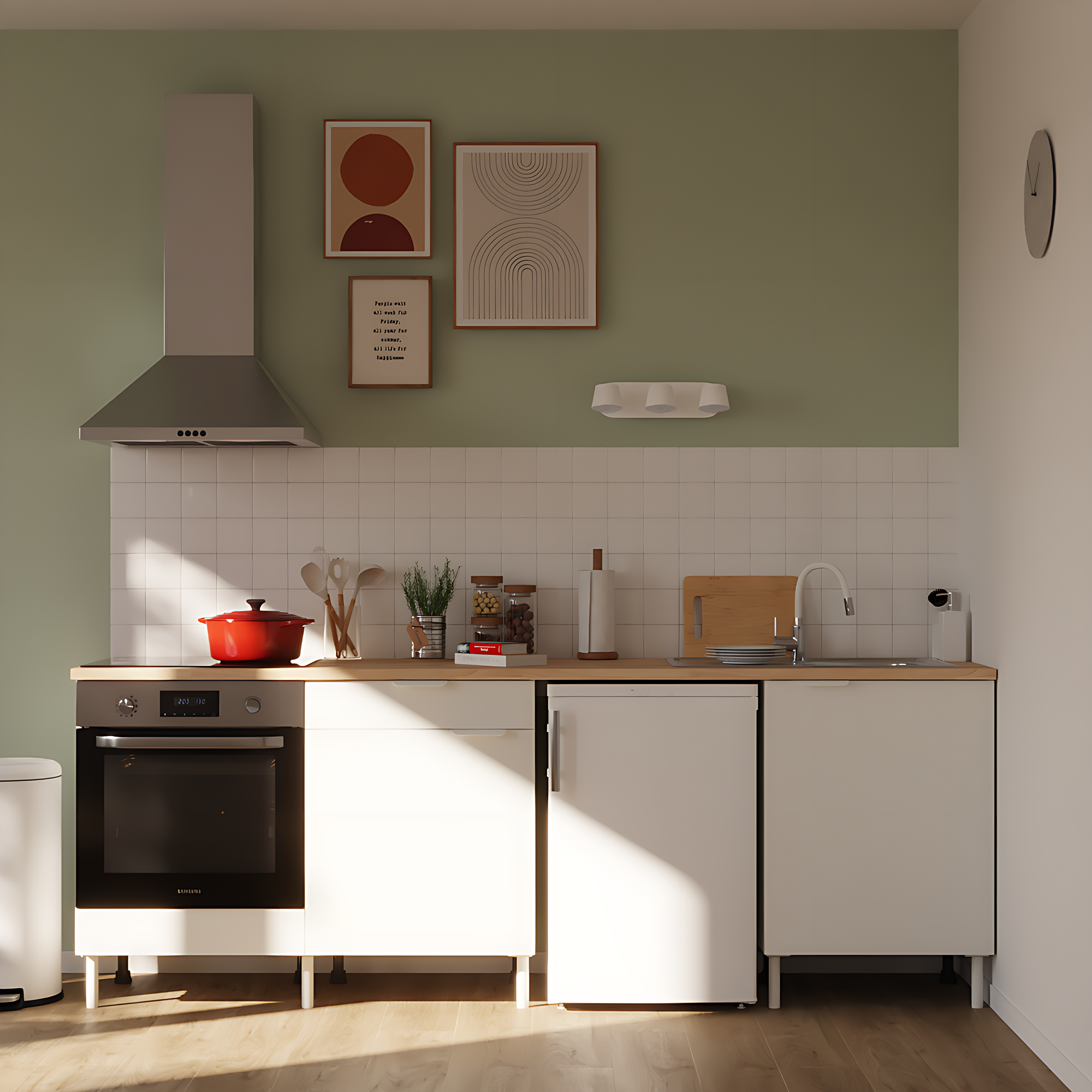 Cocina en kit eleki blanca 3 módulos bajos l.240 x h.87 x p.58 cm