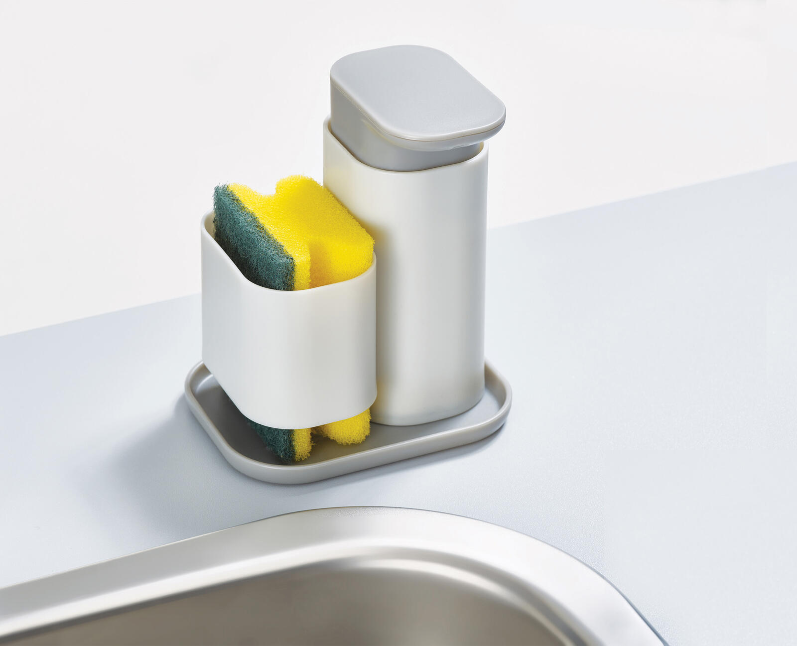 Distributeur de savon avec porte-éponge Duo gris JOSEPH & JOSEPH - 2