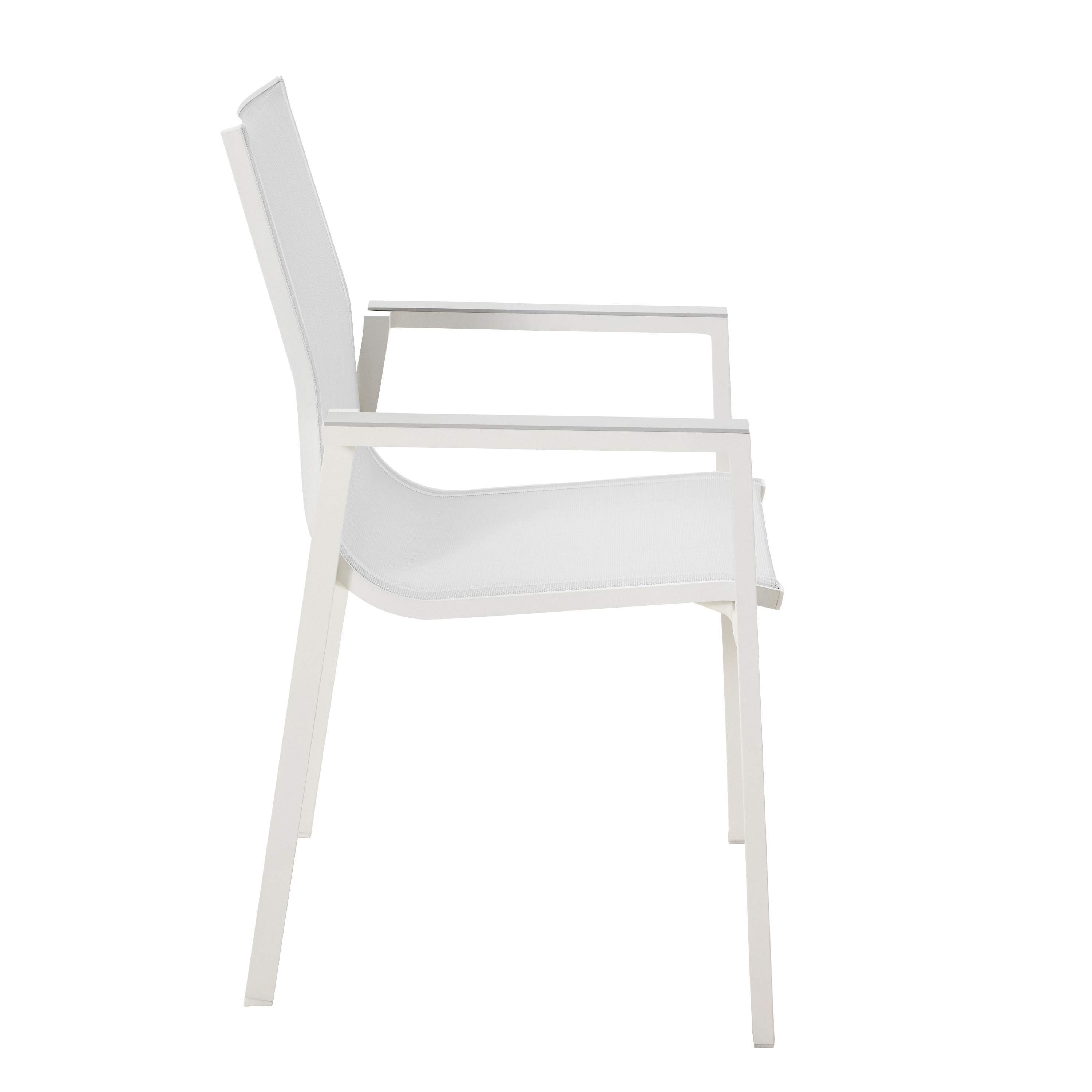Sedia da giardino con braccioli Odyssea Gamma NATERIAL, struttura e seduta in textilene bianco - 3