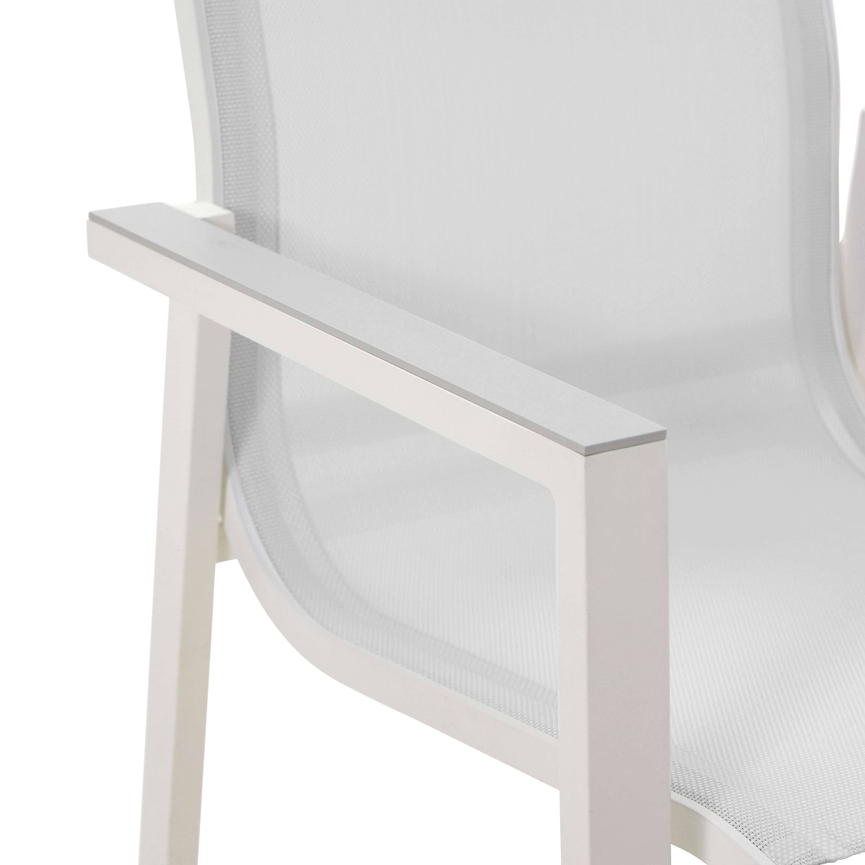 Sedia da giardino con braccioli Odyssea Gamma NATERIAL, struttura e seduta in textilene bianco - 6