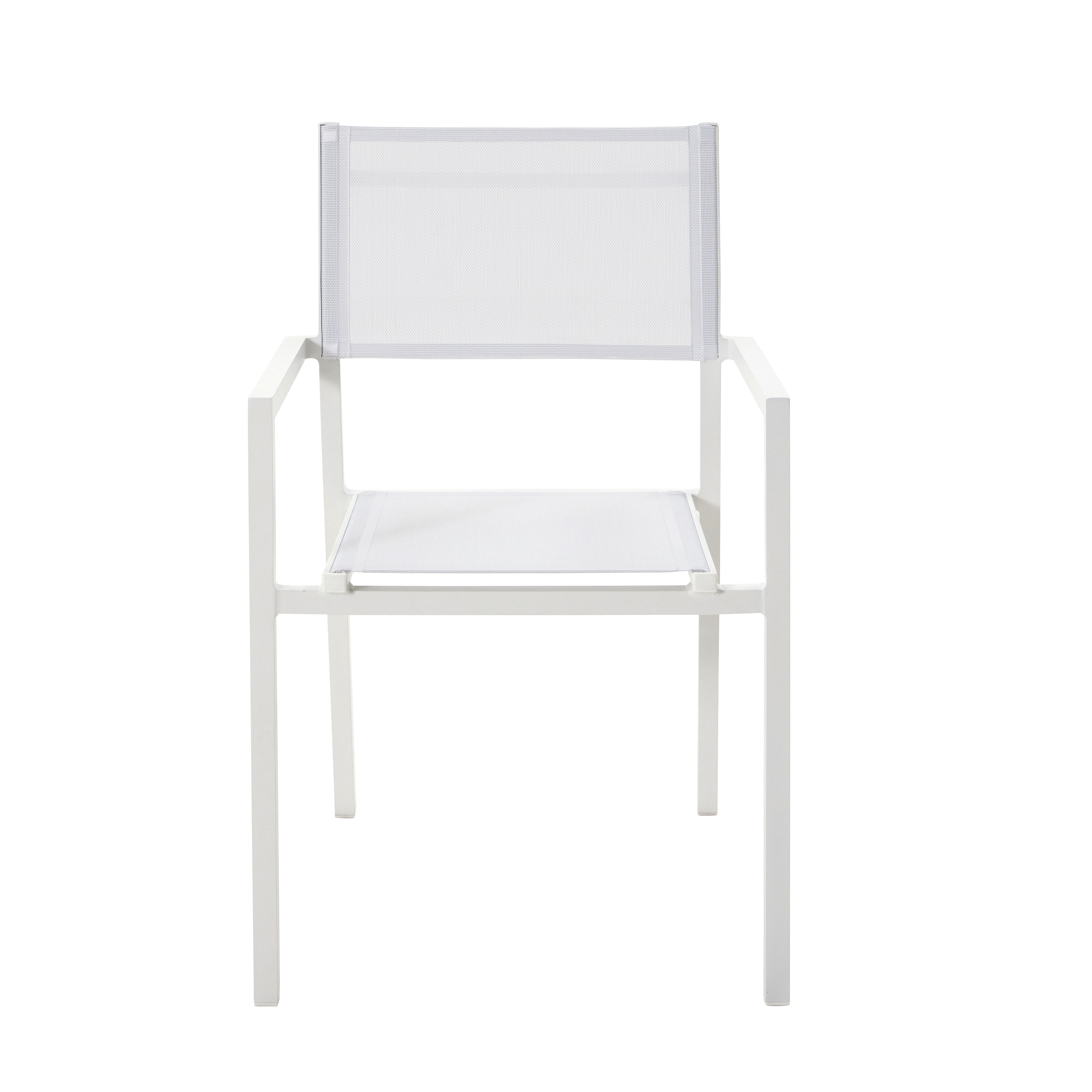 Sedia da giardino con braccioli Orion Alpha NATERIAL, struttura e seduta in textilene bianco - 3