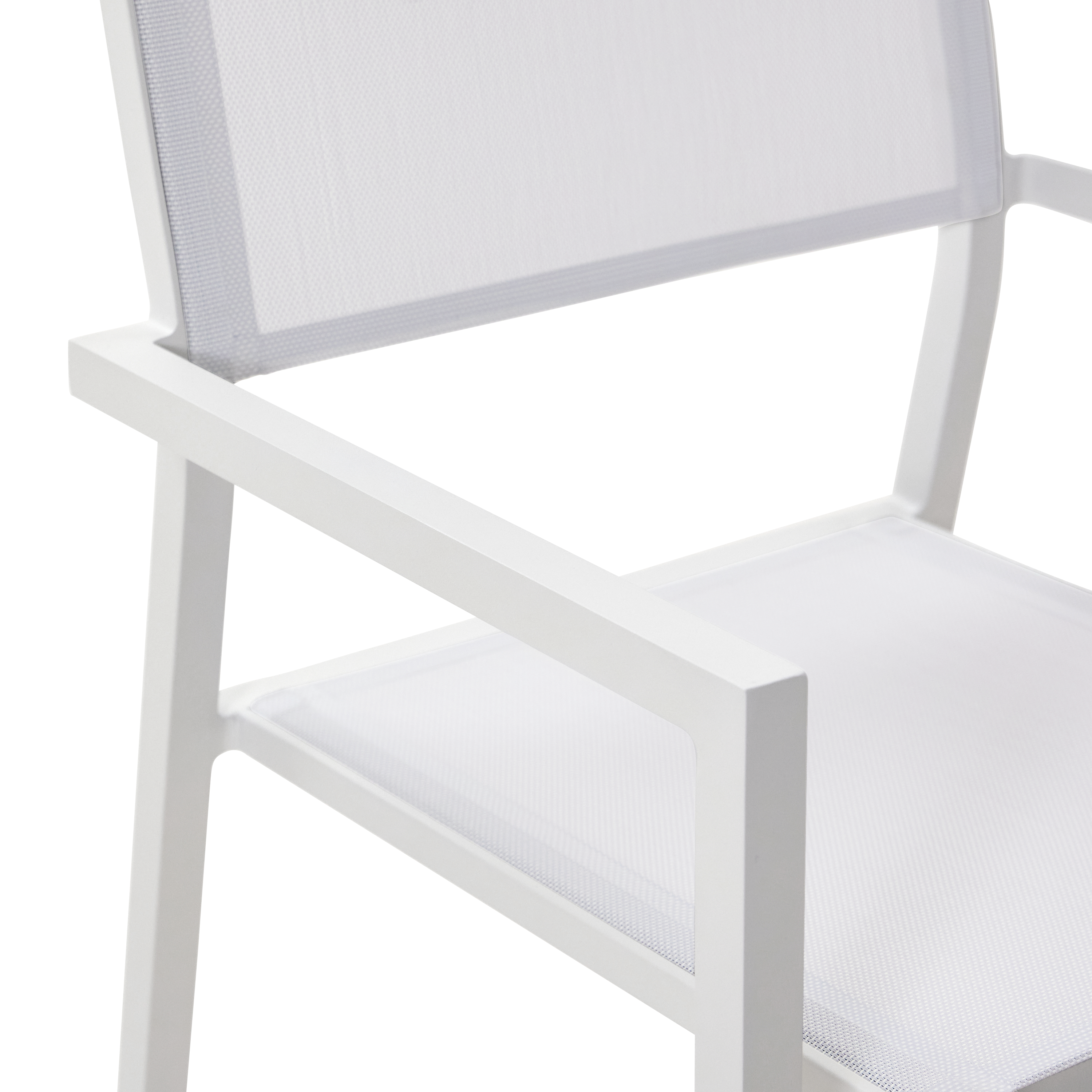 Sedia da giardino con braccioli Orion Alpha NATERIAL, struttura e seduta in textilene bianco - 9