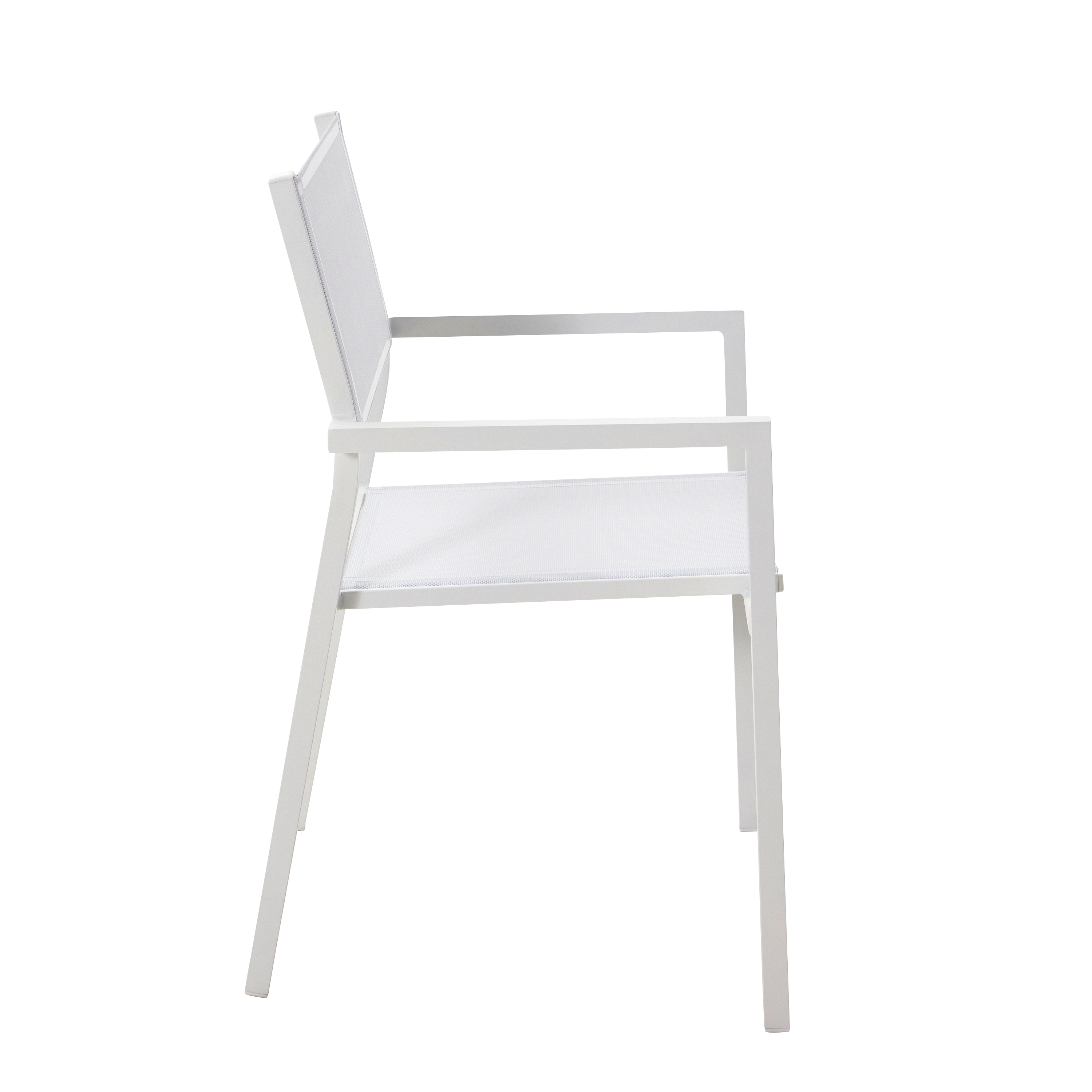 Sedia da giardino con braccioli Orion Alpha NATERIAL, struttura e seduta in textilene bianco - 4