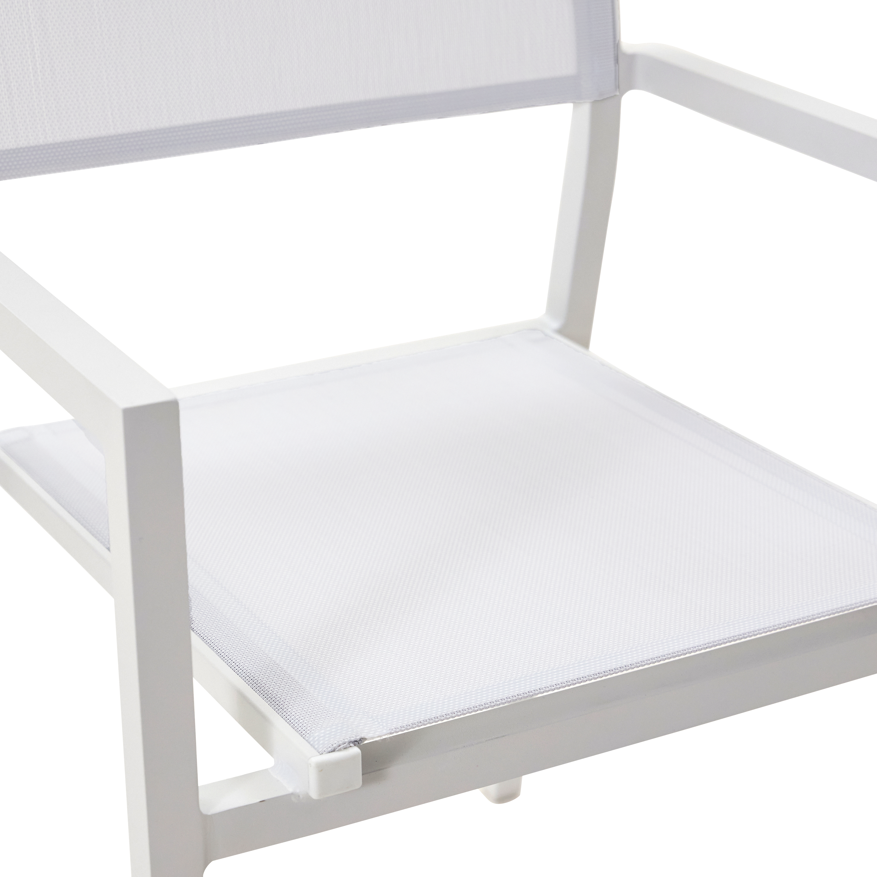 Sedia da giardino con braccioli Orion Alpha NATERIAL, struttura e seduta in textilene bianco - 10