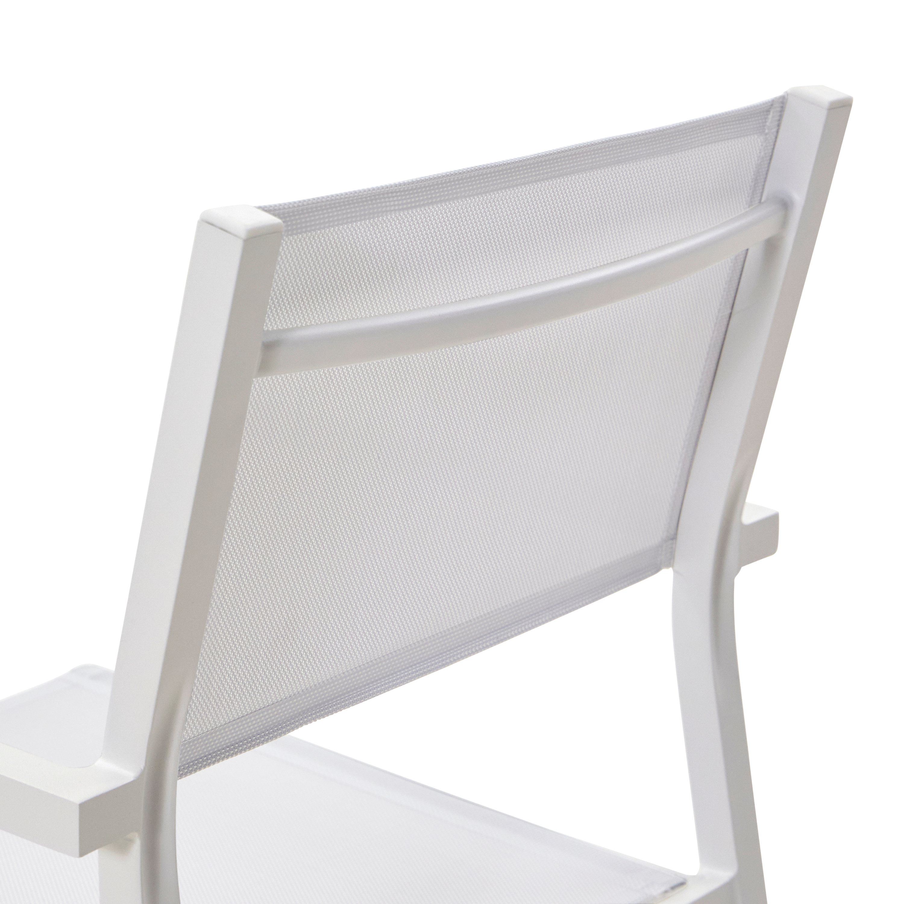 Sedia da giardino con braccioli Orion Alpha NATERIAL, struttura e seduta in textilene bianco - 7