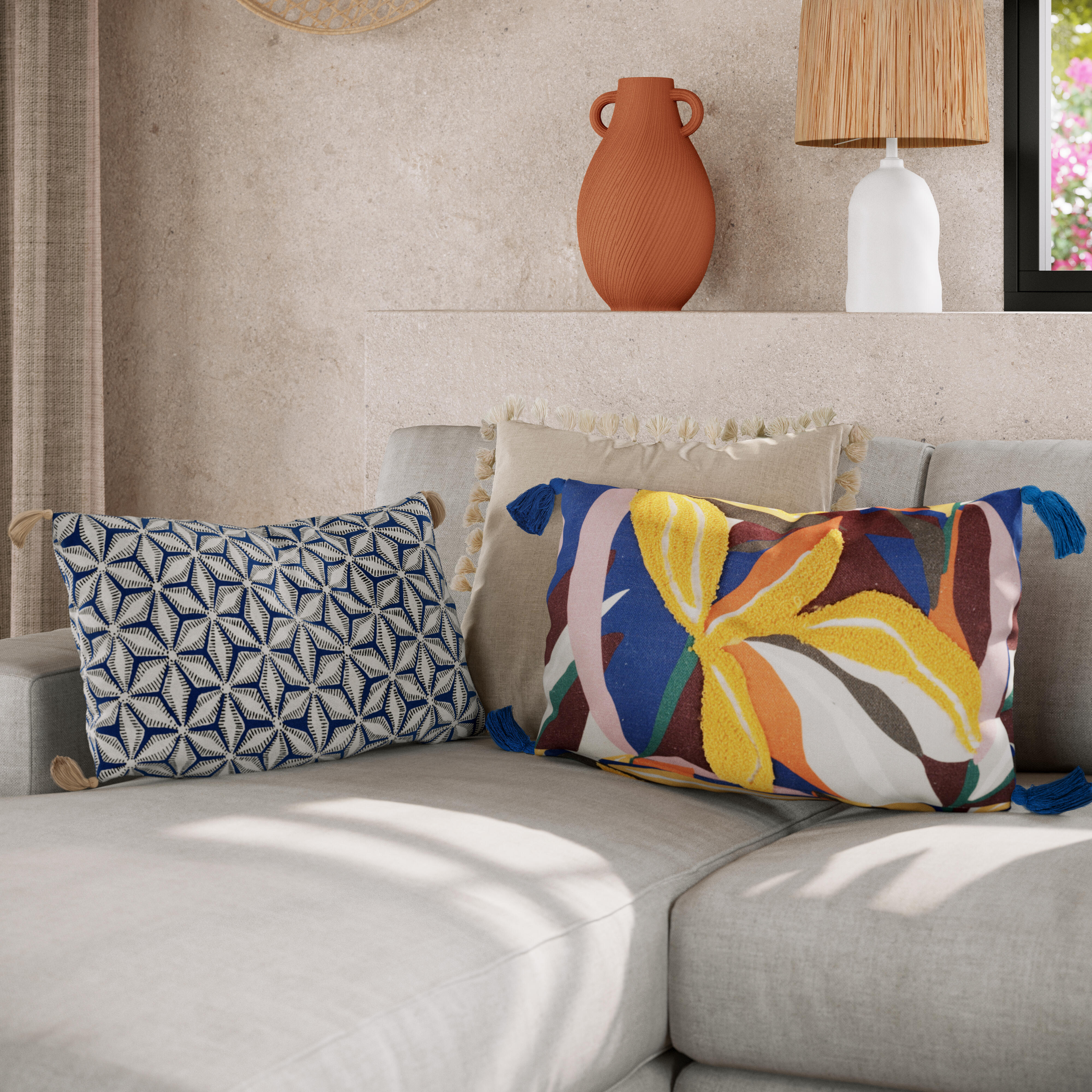 Almofada decorativa INSPIRE NEILIO 45X45CM NATURAL - 9