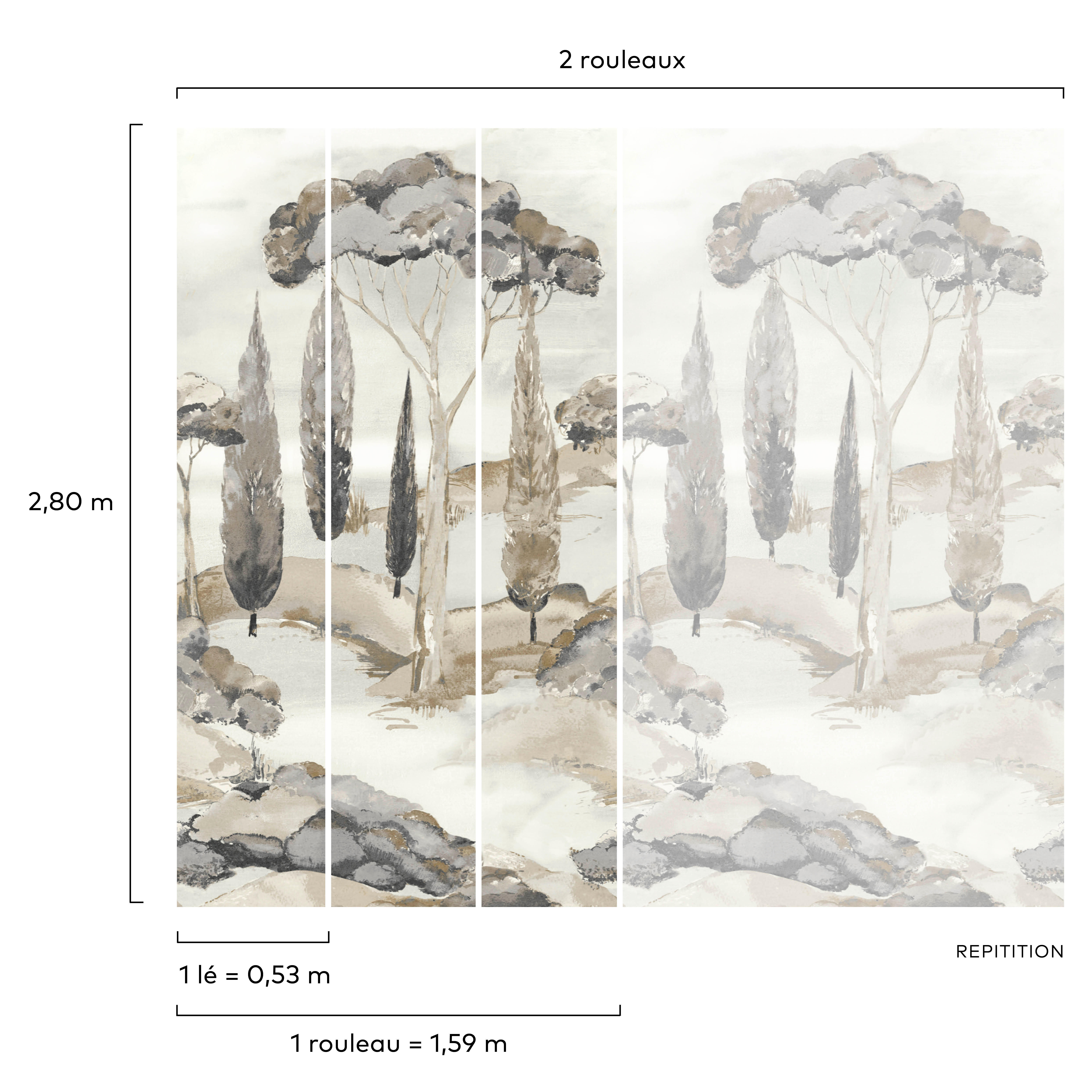 Papier peint panoramique Paysage Canopy gris l.159 x H.280 cm - 4