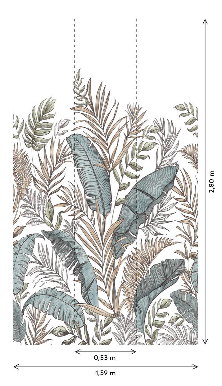 Papier peint panoramique Feuille Calobra taupe l.159 x H.280 cm - 3