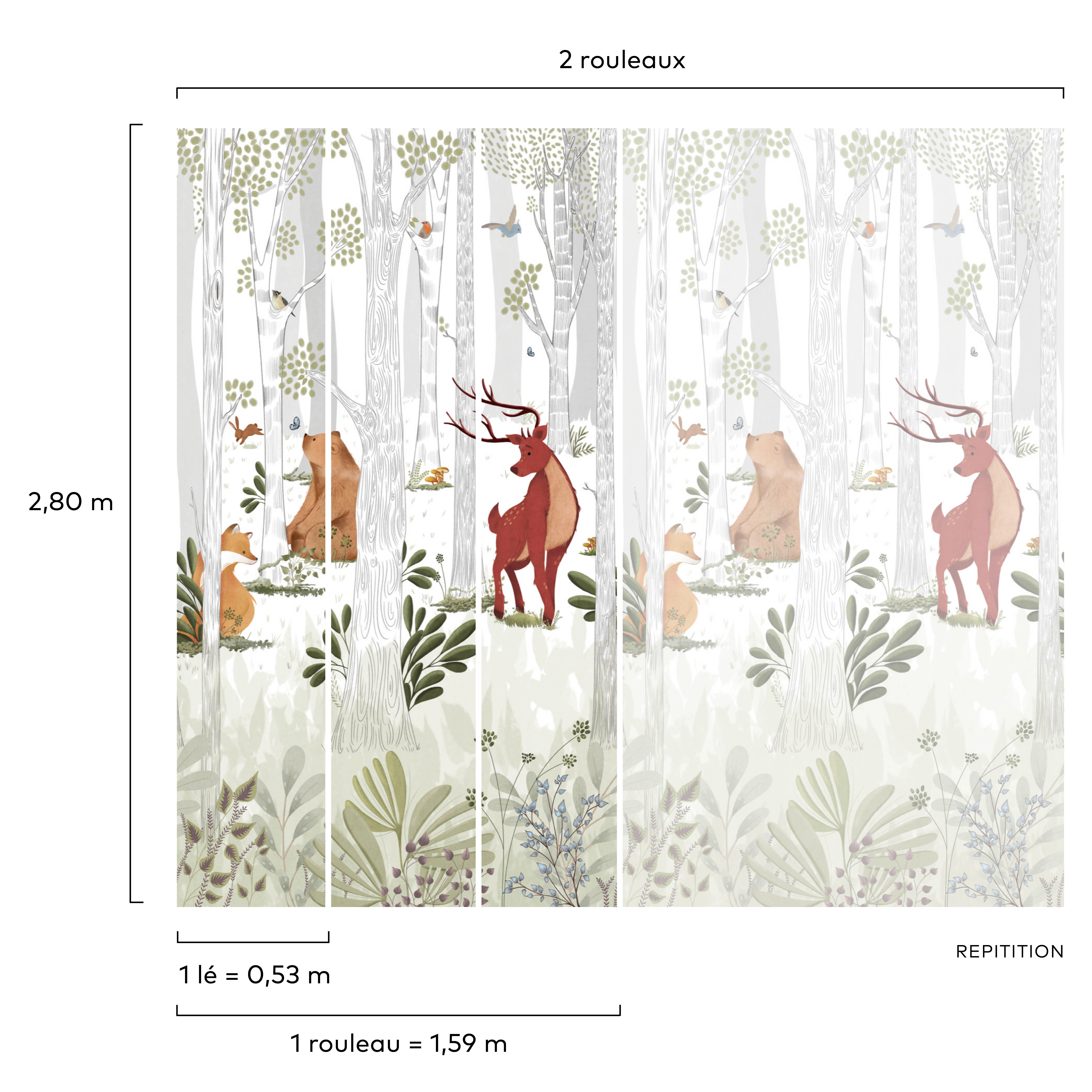 Papier peint panoramique Animal kingdom multicolore l.159 x H.280 cm - 4