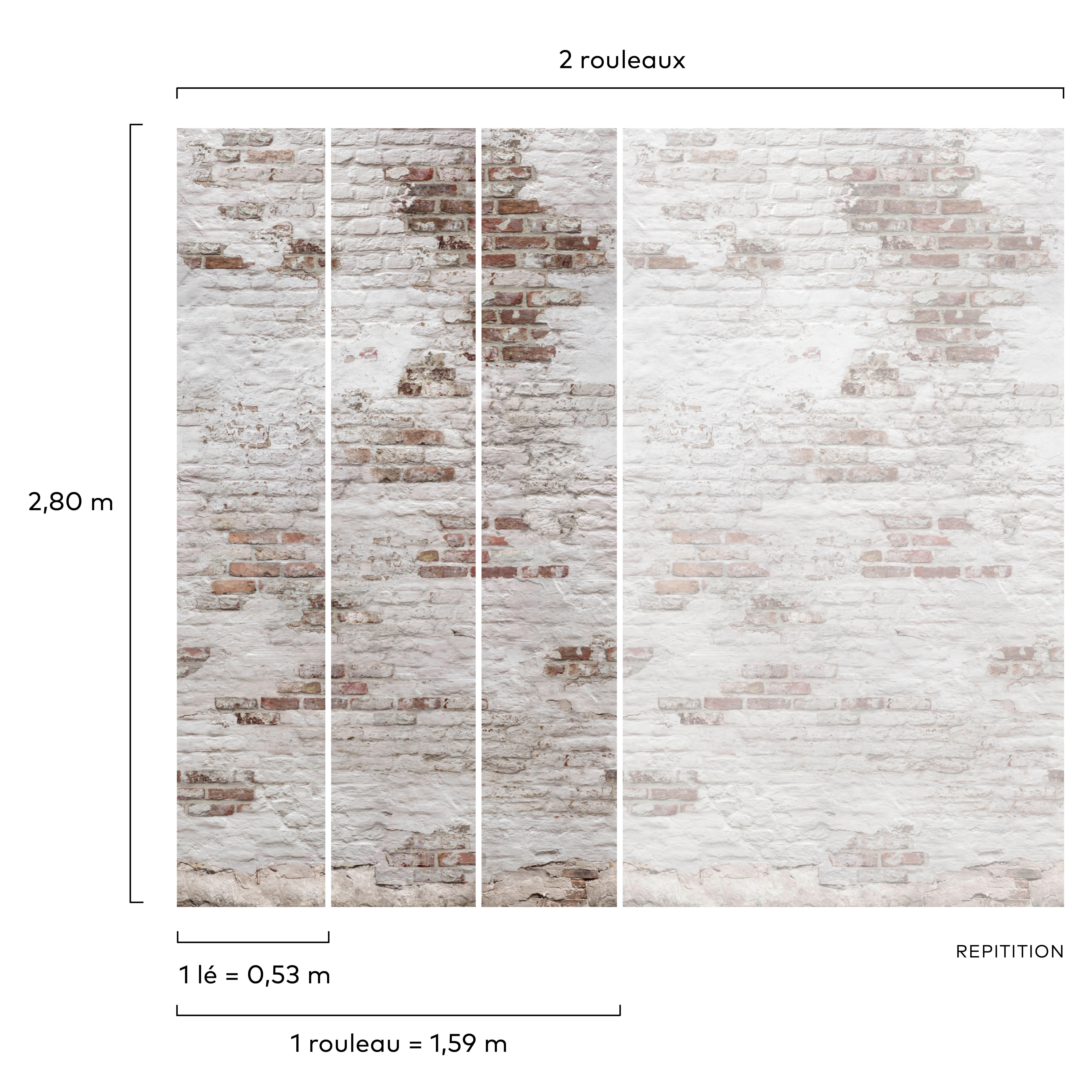 Papier peint panoramique brique blanc et marron l.159 x H.280 cm - 4