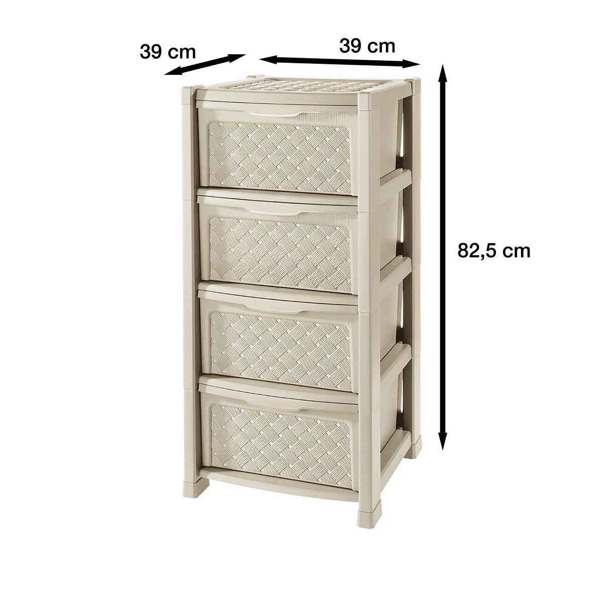 Cassettiera a colonna con 4 cassetti Arianna 4 cassetti, L 39 x P 38.5 x H 82.5 cm bianco - 4