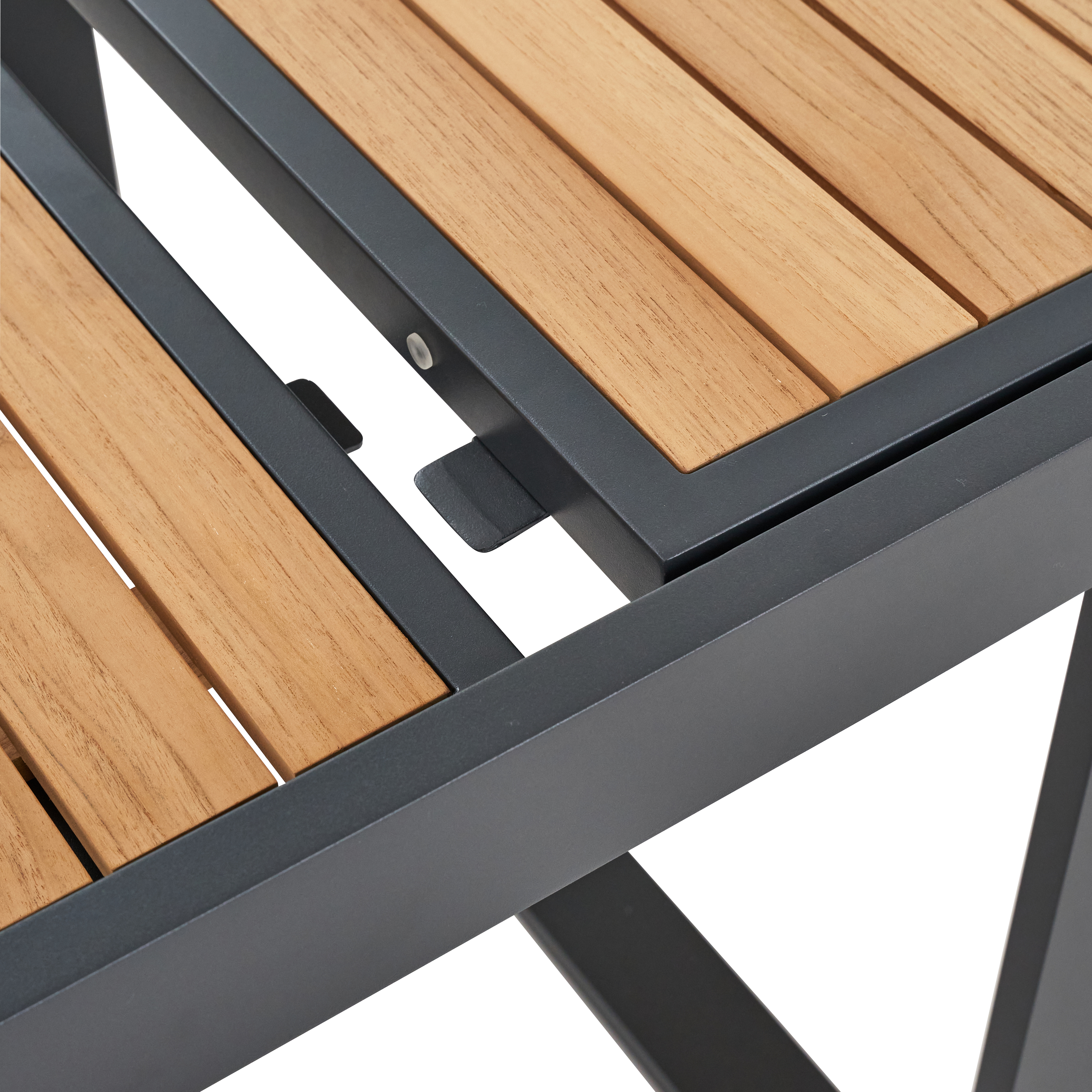 Mesa extensível madeira teca e alumínio 200/320X100 cm cinza esc Naterial Persea - 14