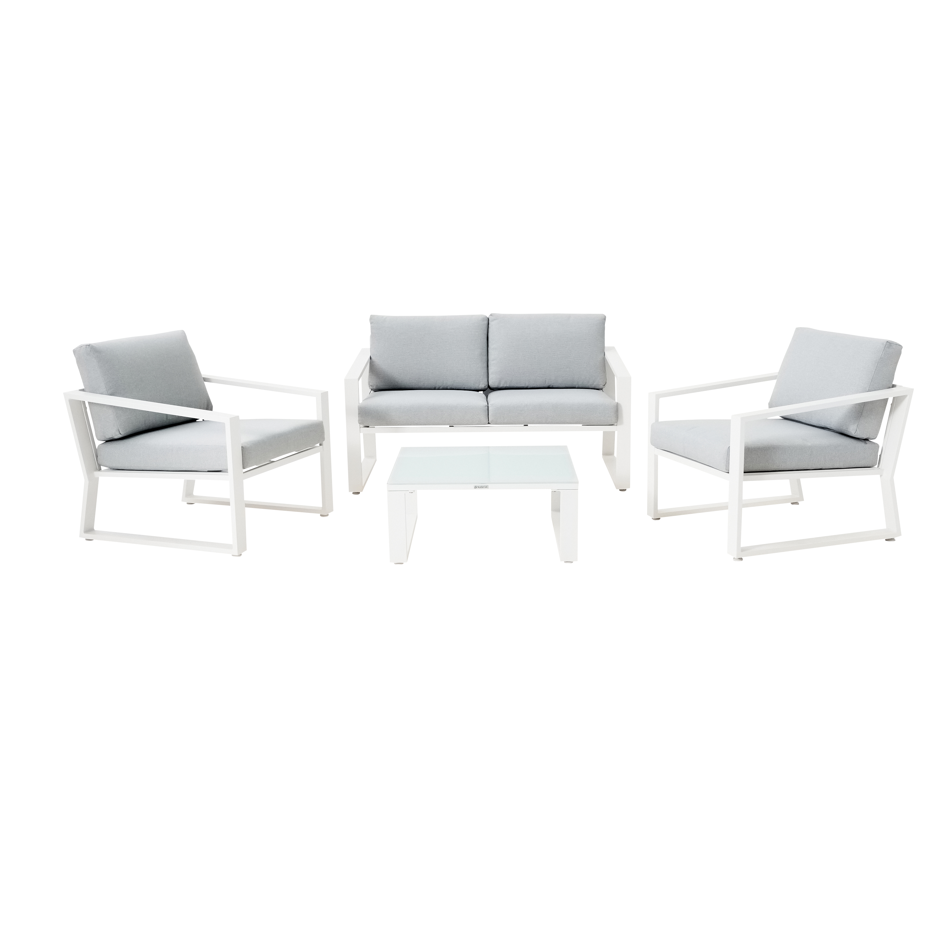 Salotto da giardino per 4 persone bianco Lyra NATERIAL con cuscini in poliestere beige - 2