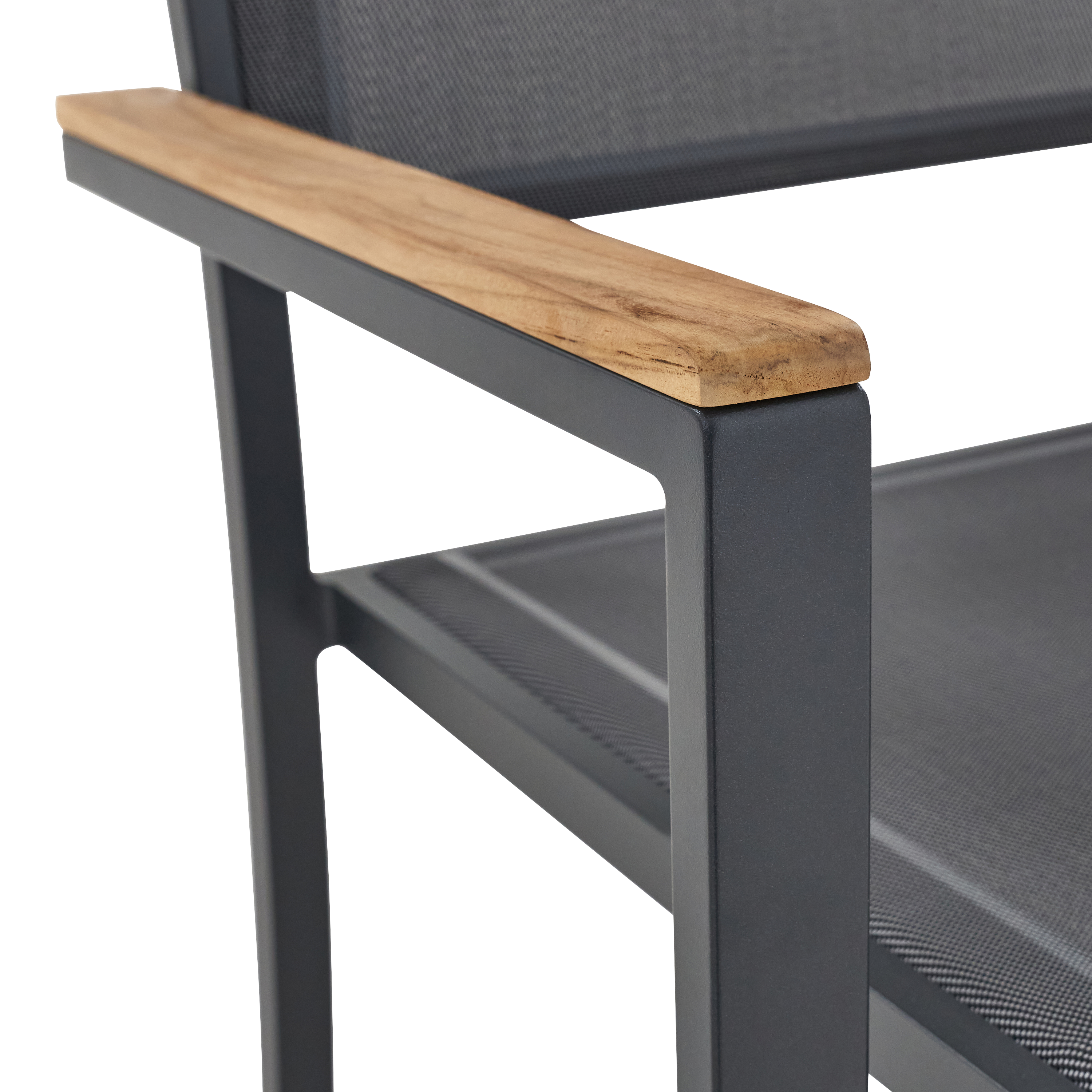 Cadeira de refeição com braços alumínio e textileno cinza escuro Naterial Persea - 18