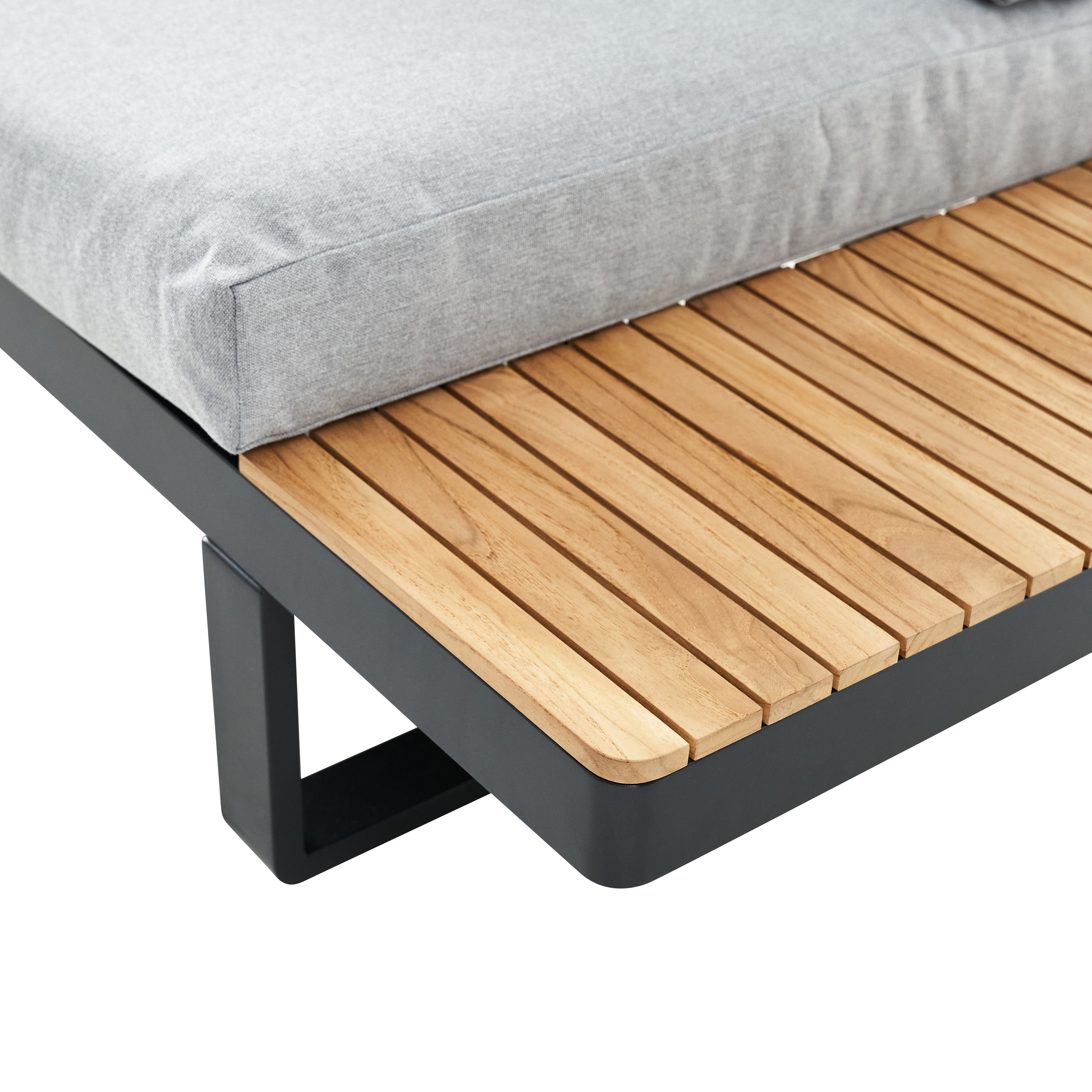 Salotto da giardino angolare per 5 persone antracite Persea NATERIAL con cuscini in poliestere grigio - 12