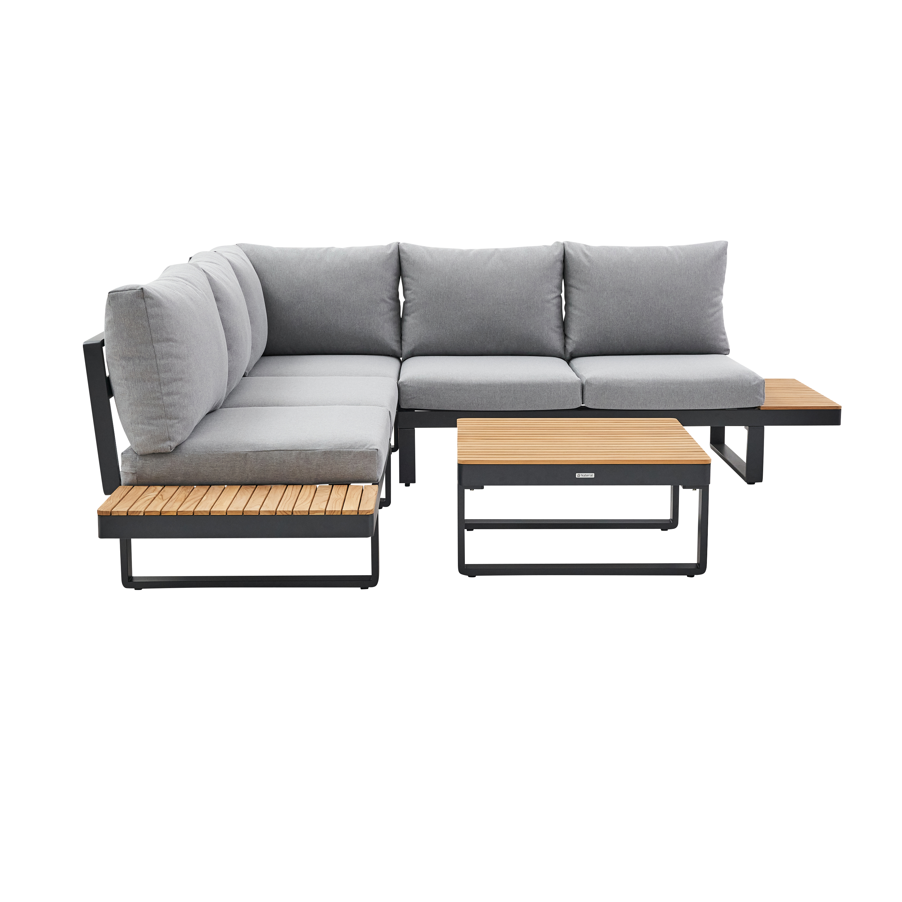 Salotto da giardino angolare per 5 persone antracite Persea NATERIAL con cuscini in poliestere grigio - 2