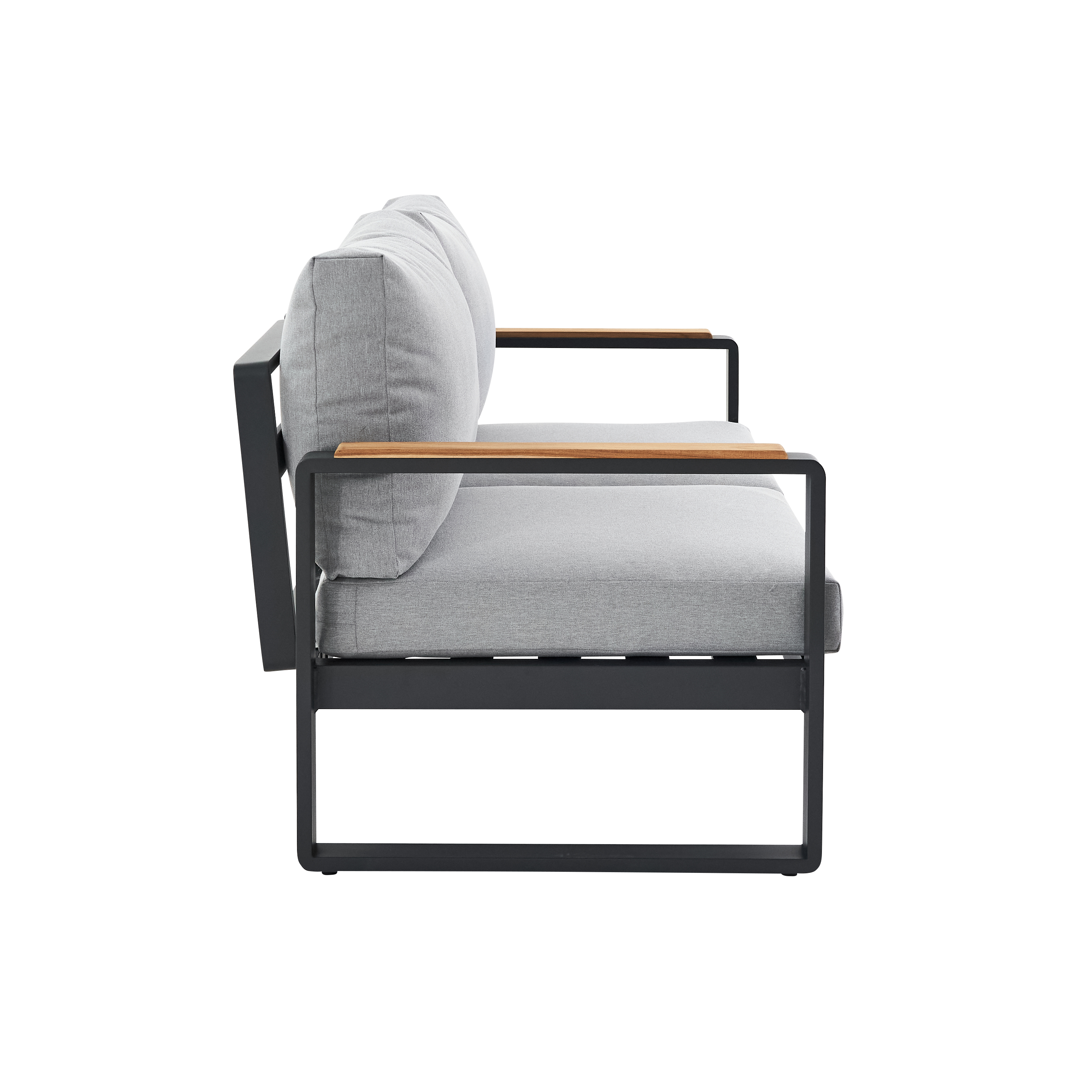 Divano da giardino con cuscino grigio e braccioli Persea NATERIAL da 2 posti, struttura in alluminio seduta in alluminio grigio, L 142 x H 68.4 x P 80 cm - 2