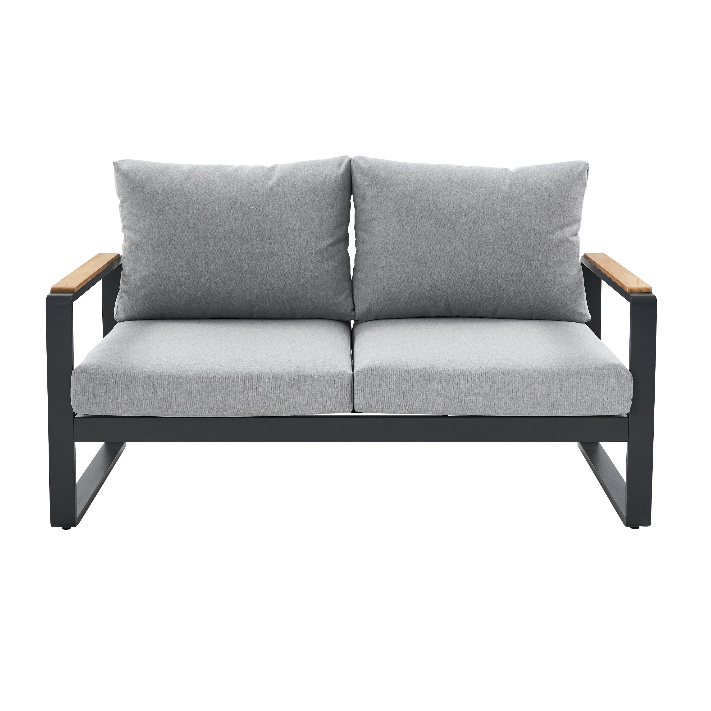 Divano da giardino con cuscino grigio e braccioli Persea NATERIAL da 2 posti, struttura in alluminio seduta in alluminio grigio, L 142 x H 68.4 x P 80 cm - 3