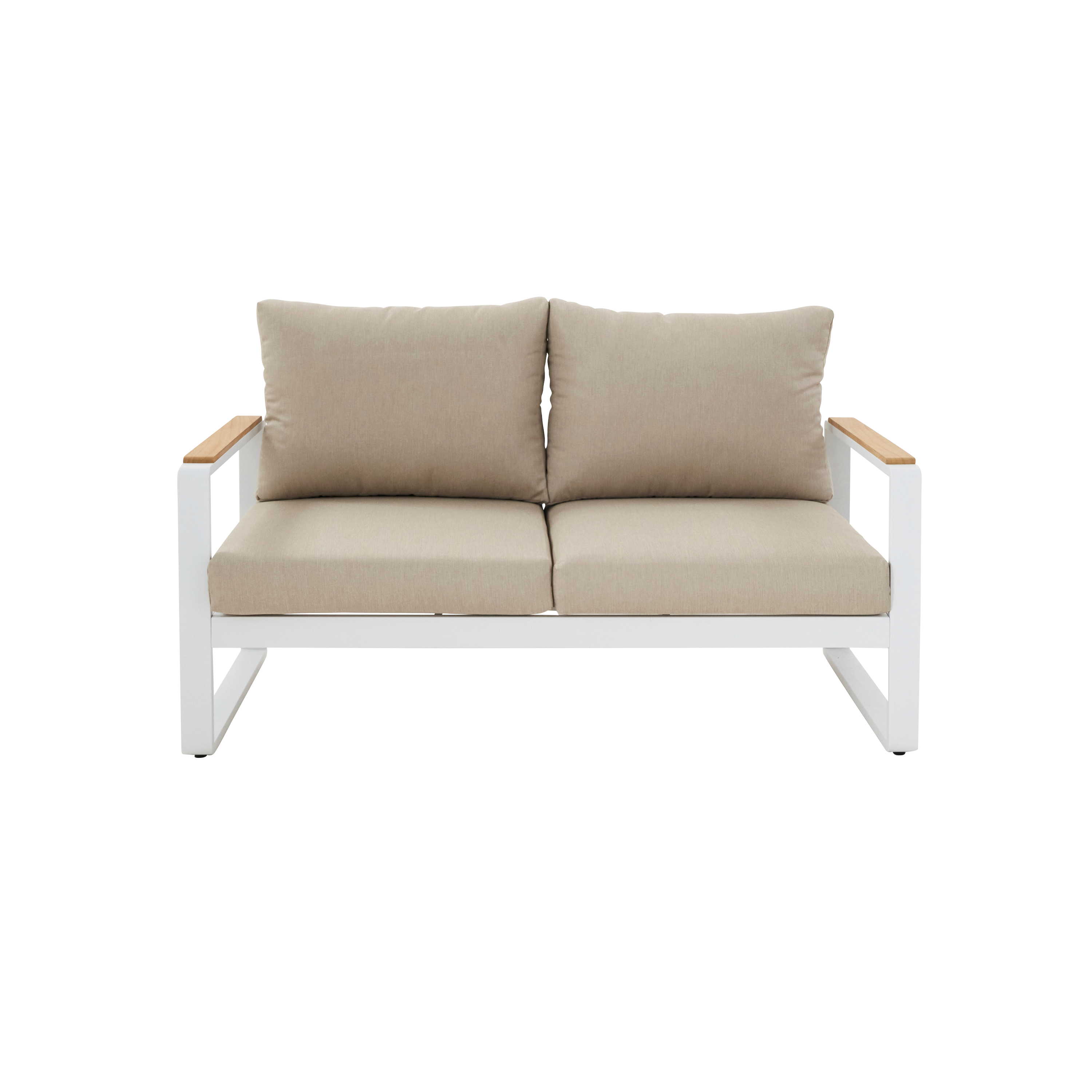 Canapé 2 places NATERIAL Persea en aluminium et teck blanc - 6