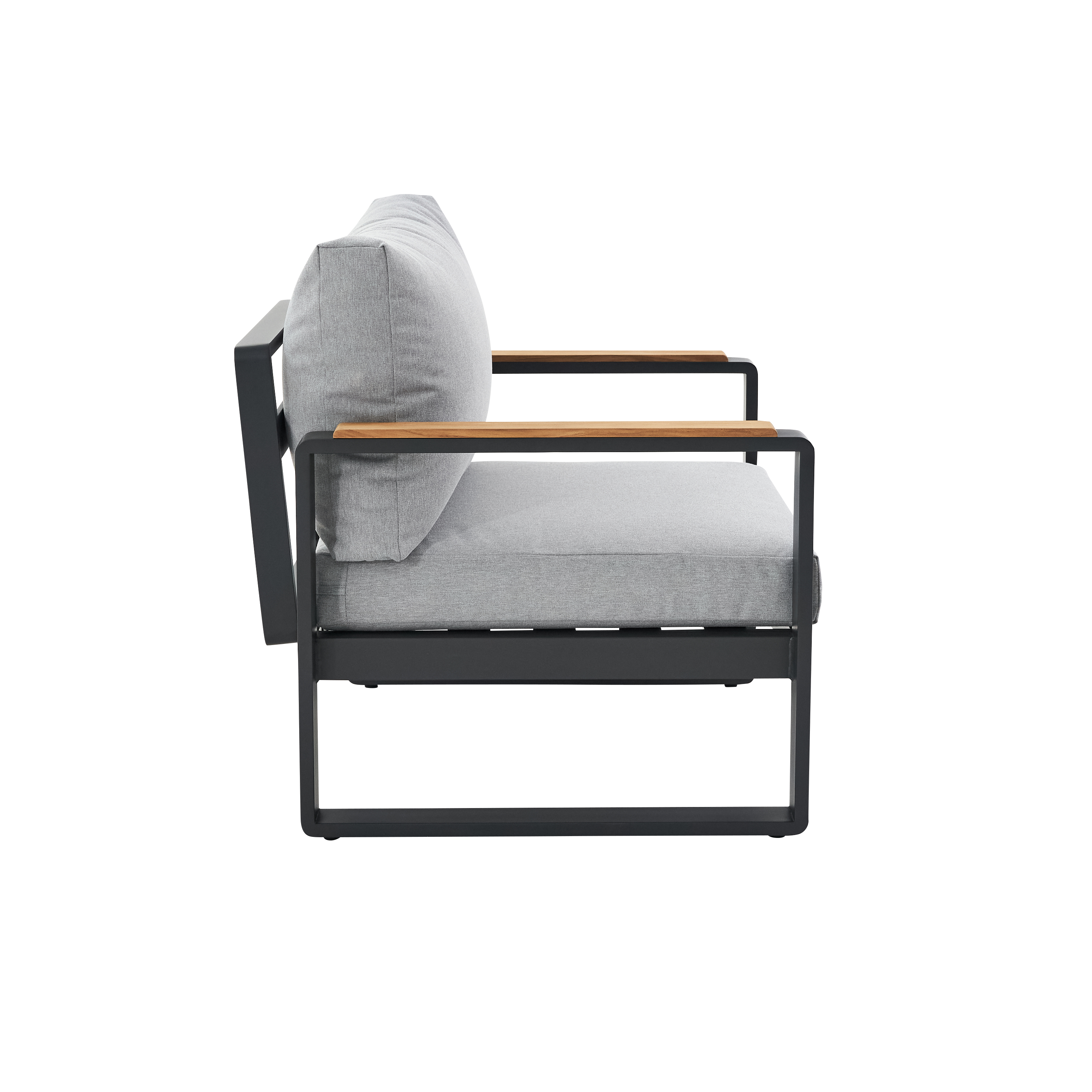 Sillón de jardín con cojín de jardín de aluminio Persea gris - 5