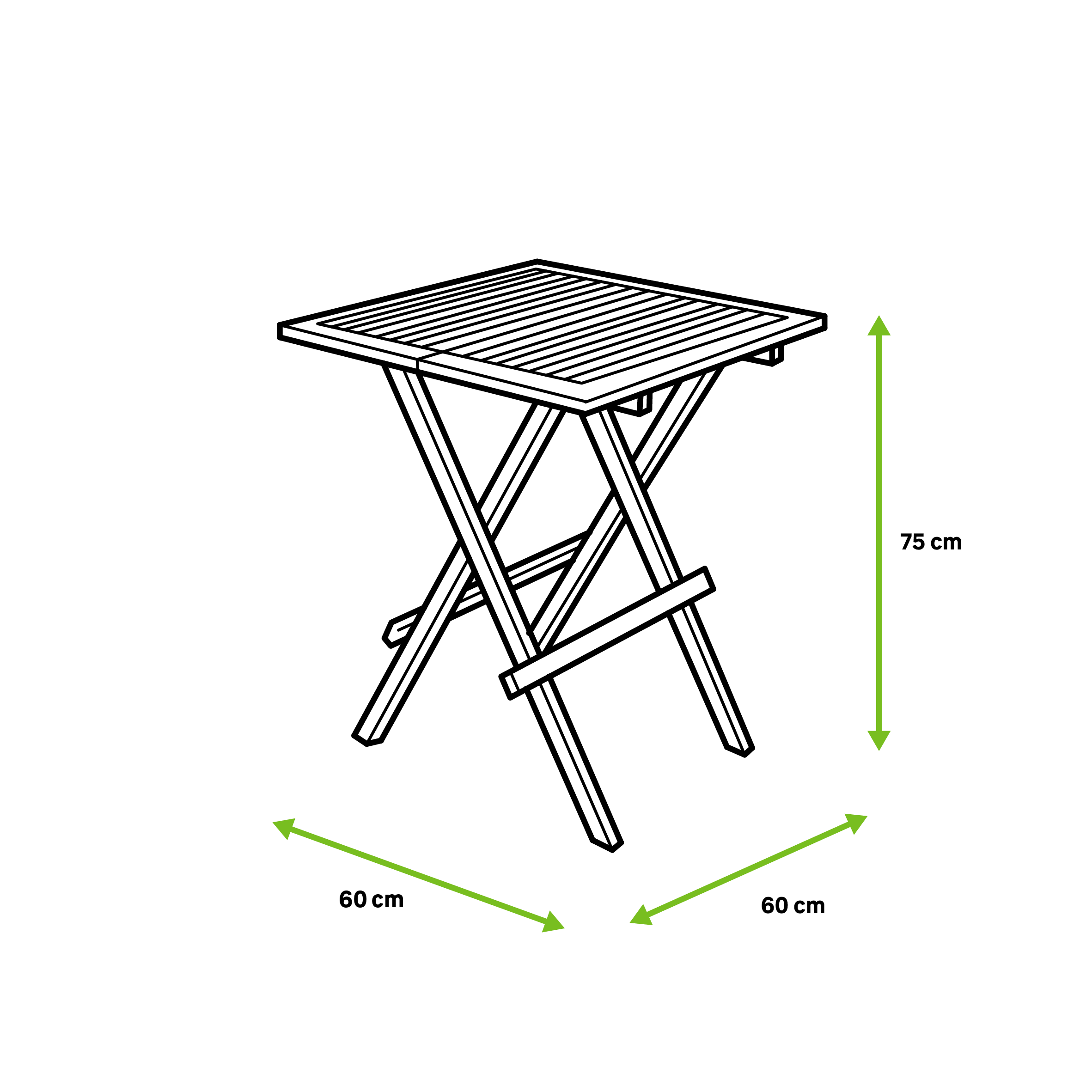 Mesa auxiliar de teca marrón de 60x75x60 cm - 2